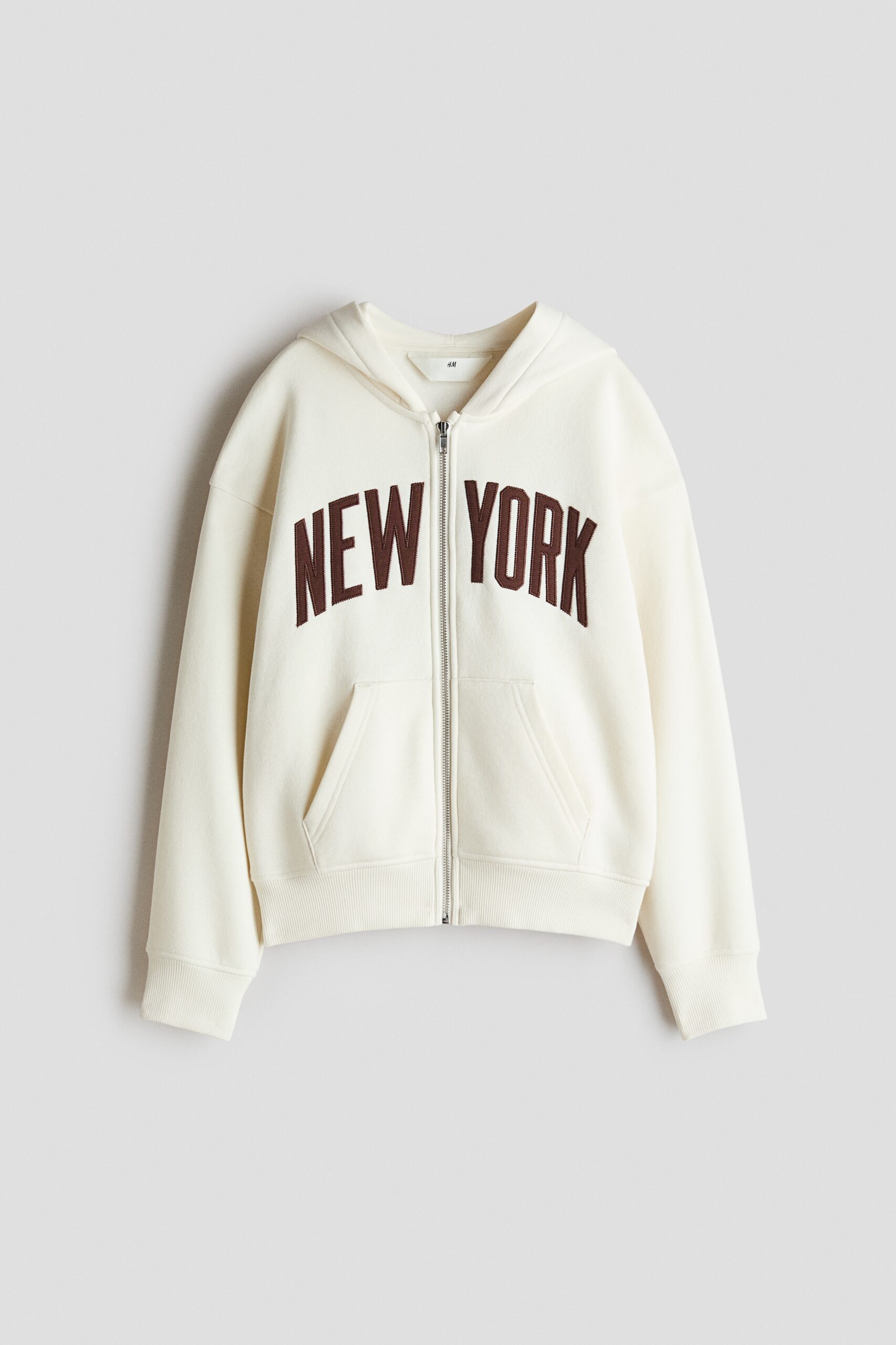 H & M - Capuchonvest met borduursel - Roomwit/New York