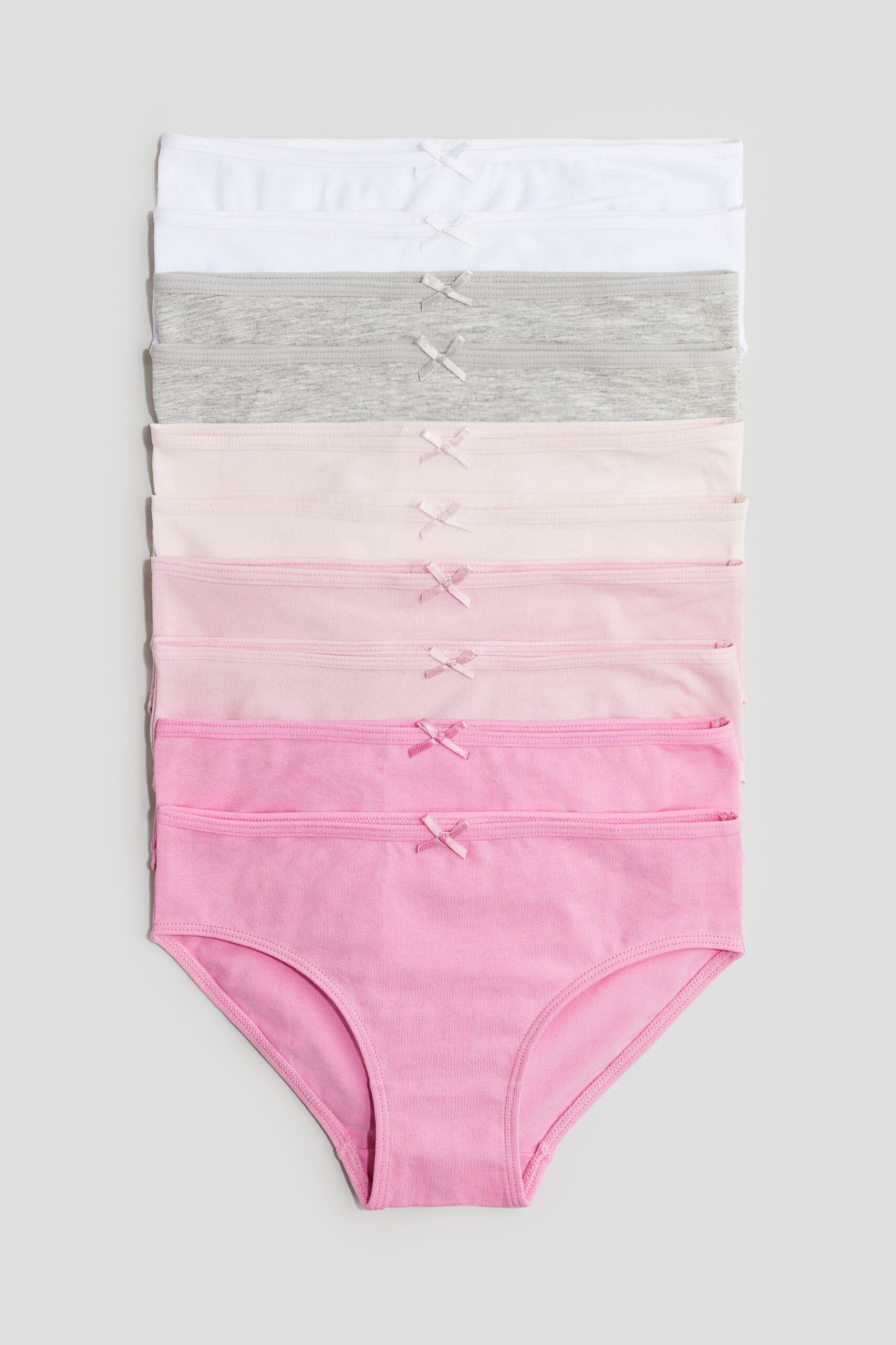 H & M - Set van 10 katoenen slips - Brief - Lichtroze/Wit