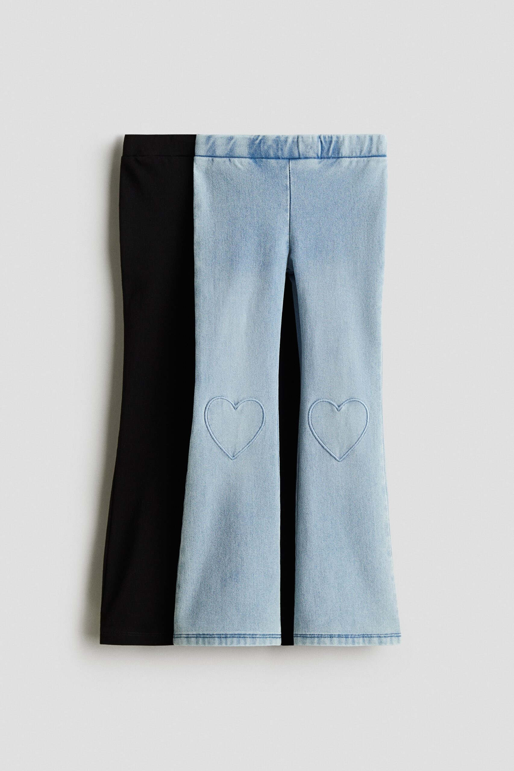 H & M - Set van 2 flared jeggings - Zwart/Licht Denimblauw