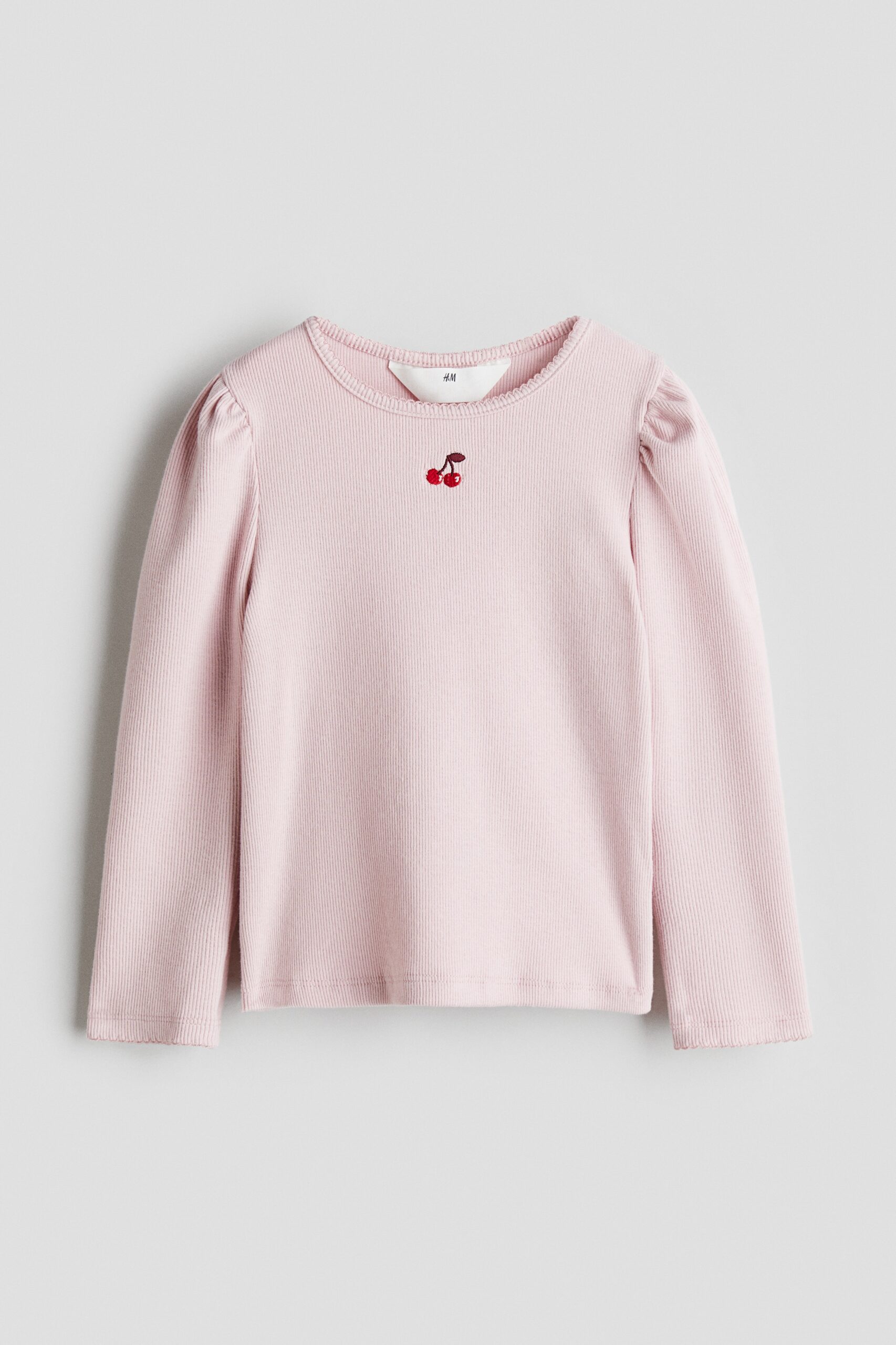 H & M - Tricot top met picotrandjes - Lichtroze/Kersen