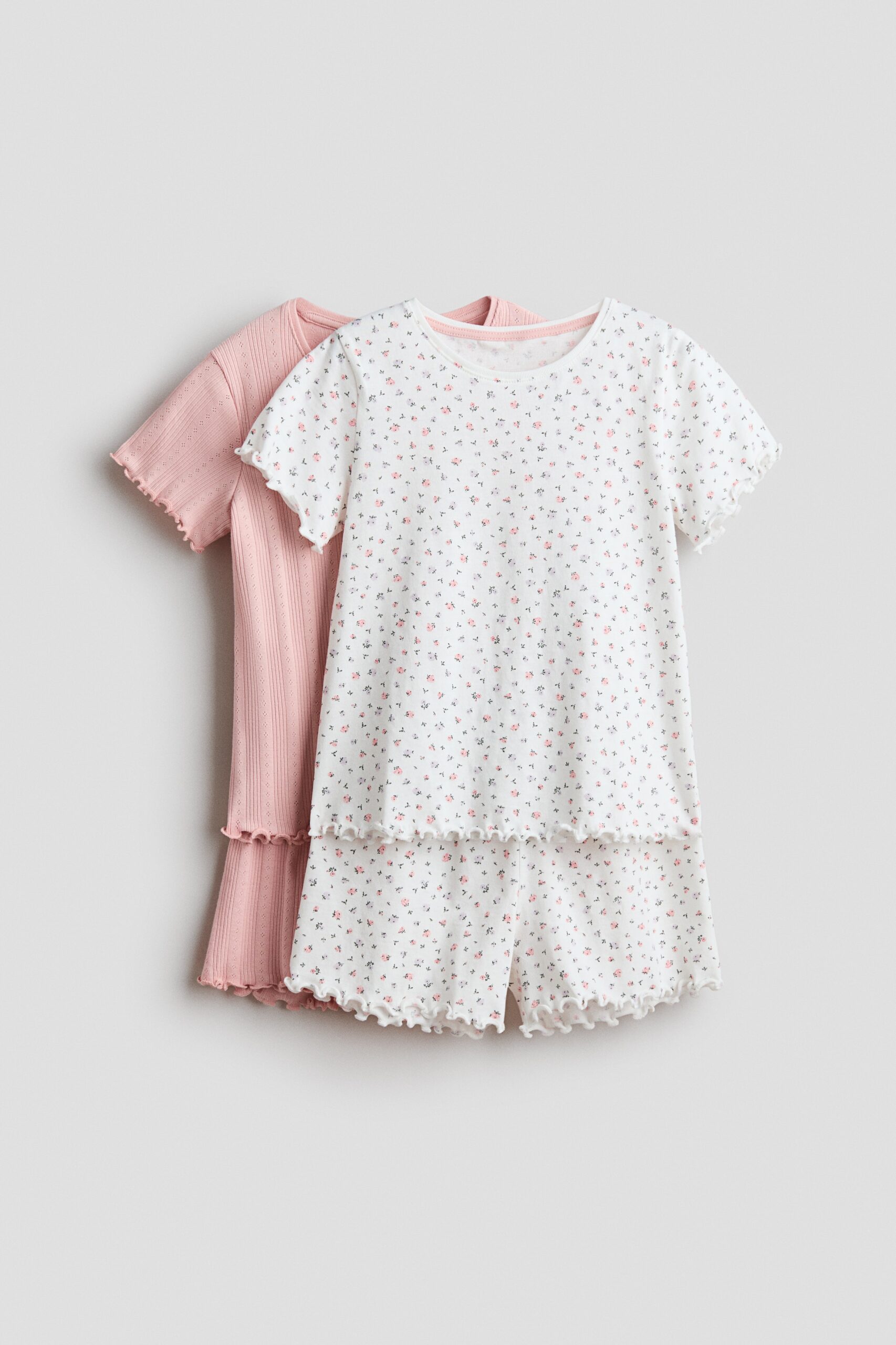 H & M - Set van 2 katoenen pyjama's - Lichtroze/Bloemen