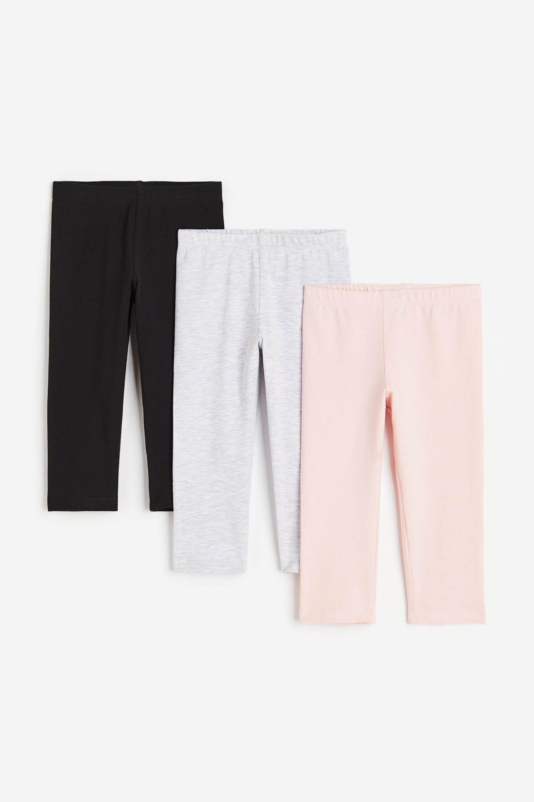 H & M - Set van 3 katoenen leggings - Zwart/Lichtgrijs Gemêleerd