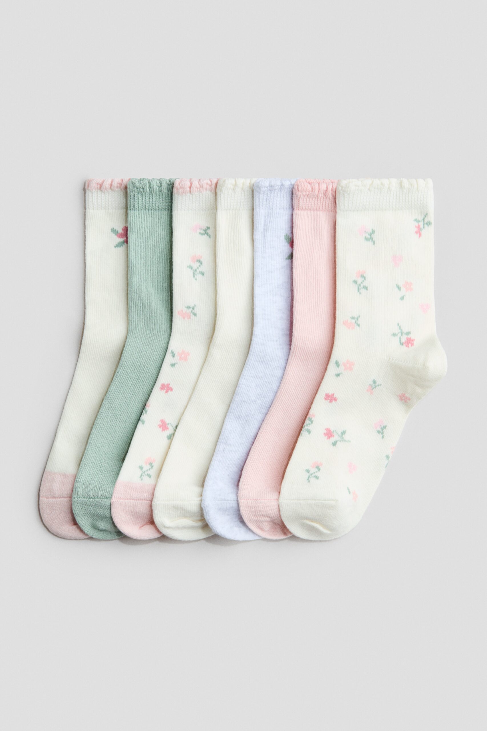 H & M - 7 paar sokken - Roomwit/Bloemen