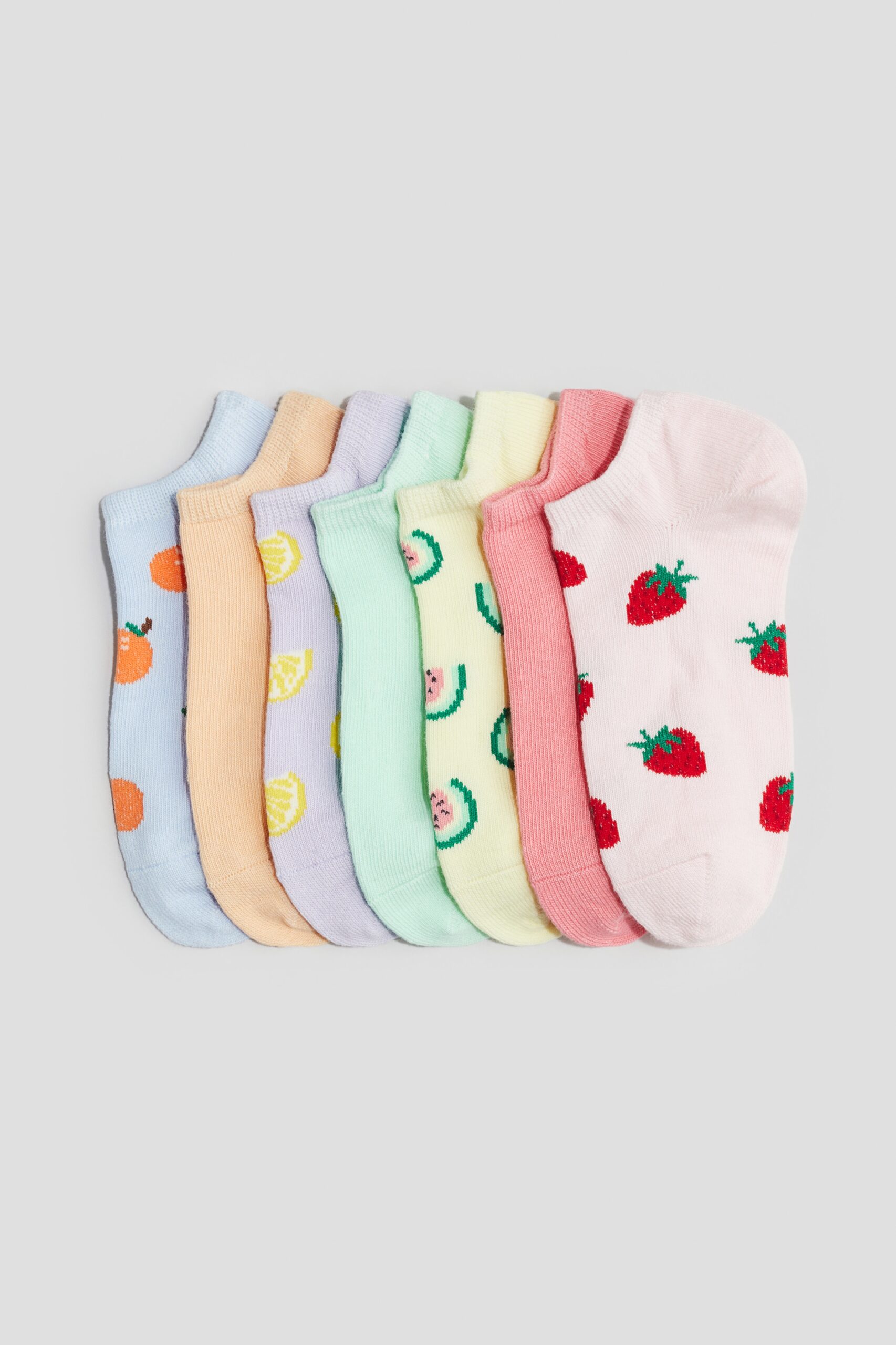 H & M - 7 paar enkelsokken - Lichtroze/Aardbeien