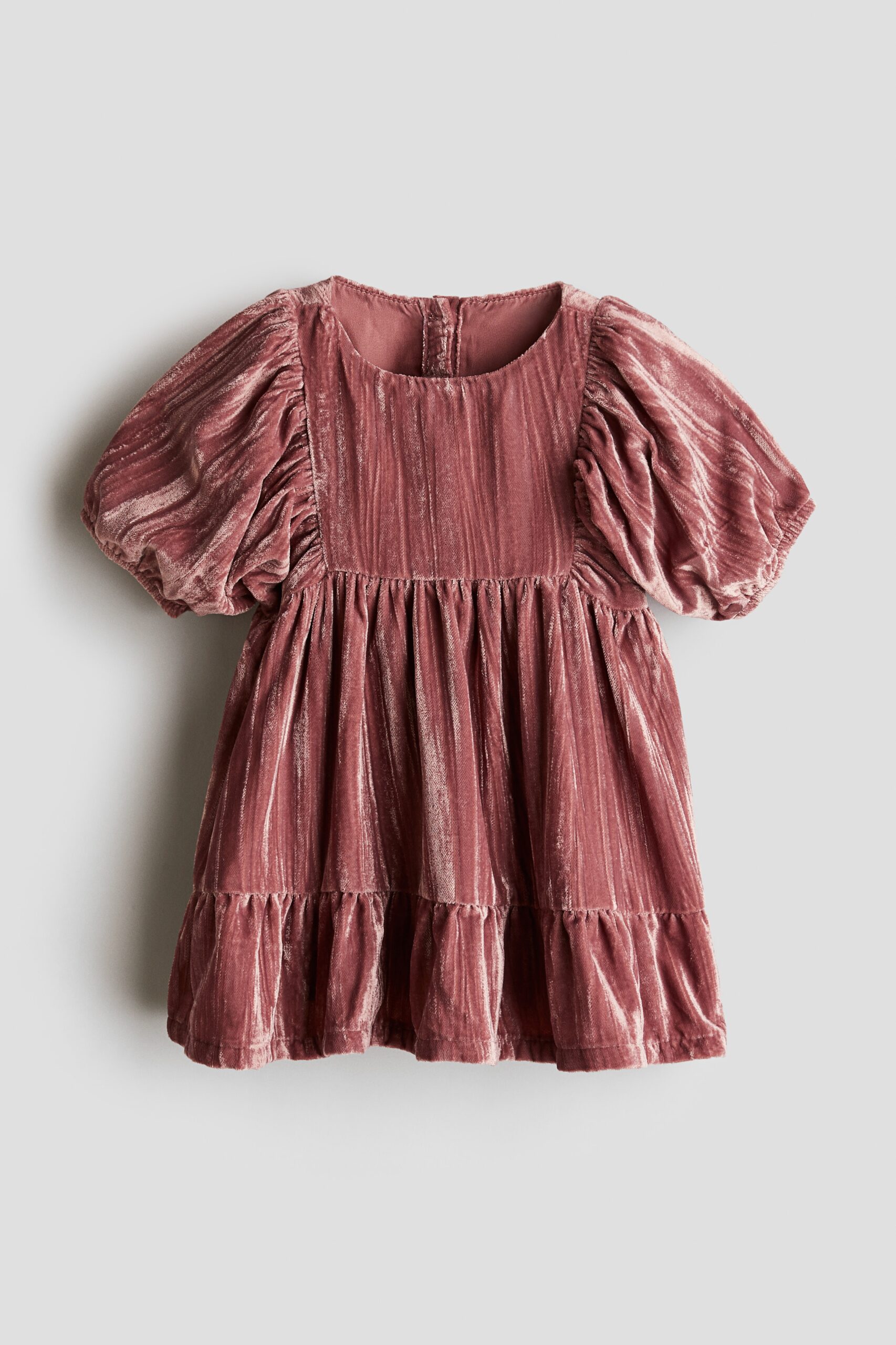 H & M - Jurk van geplet fluweel - Dusty Donkerroze