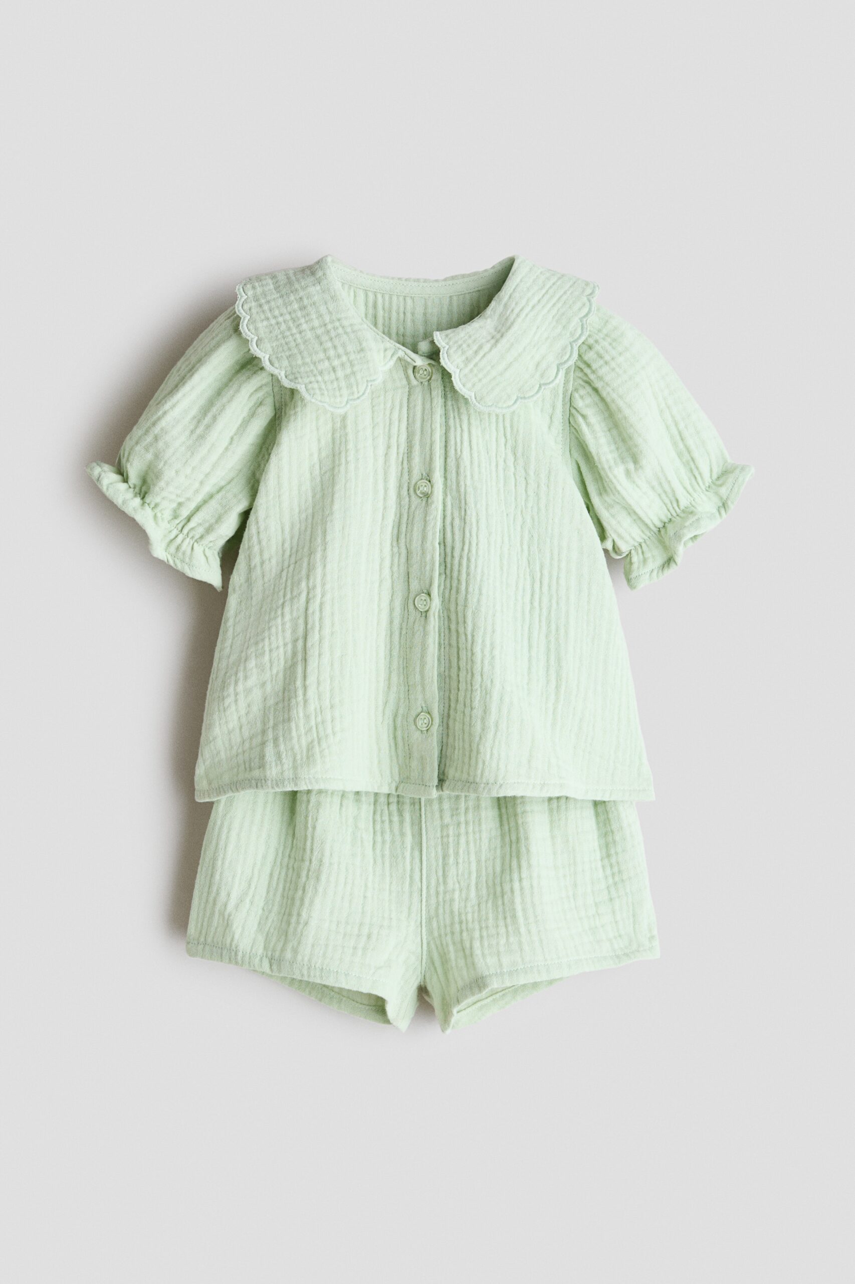 H & M - Tweedelige set van katoenen mousseline - Lichtgroen