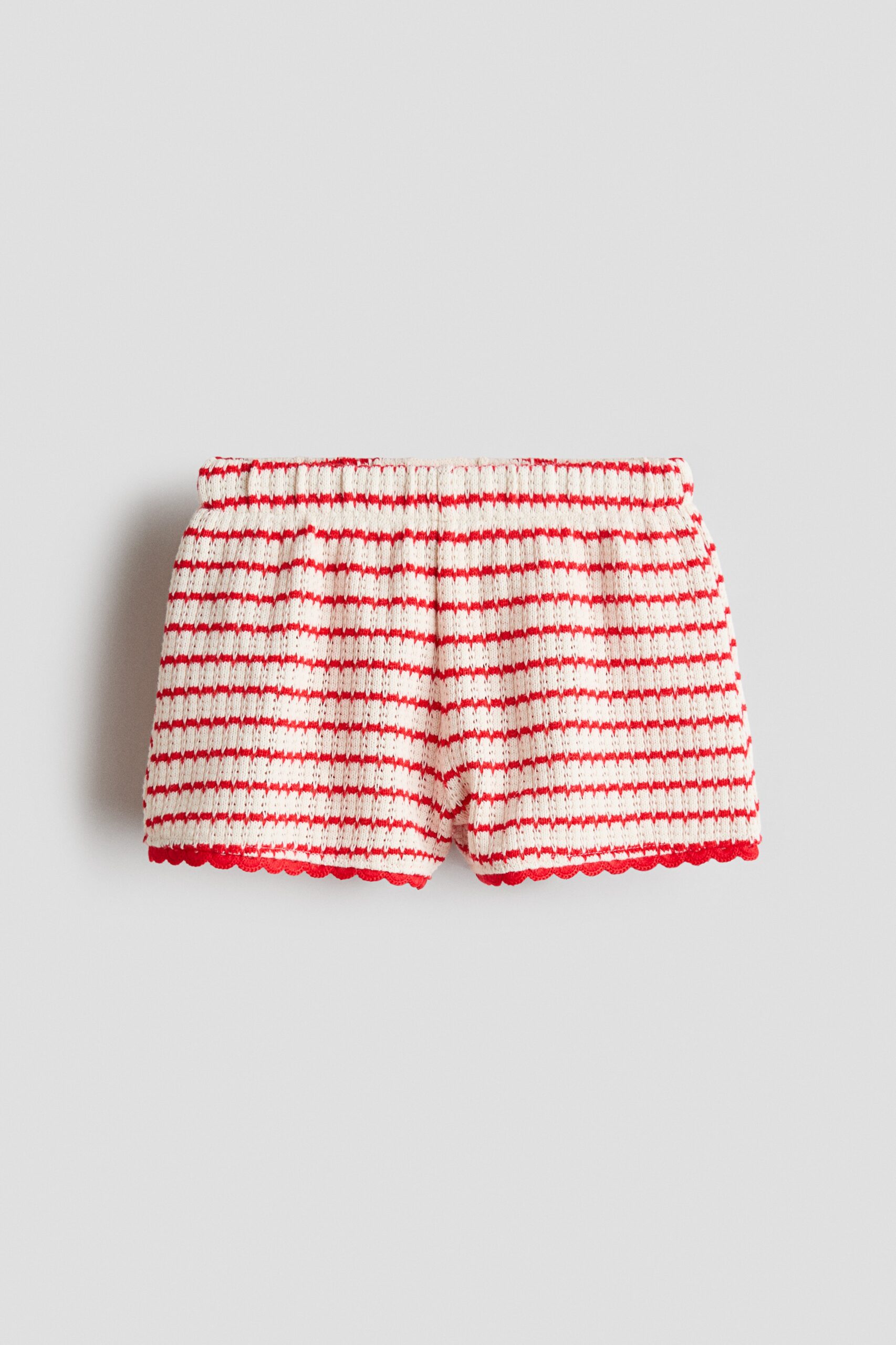 H & M - Structuurgebreide short - Rood/Wit Gestreept