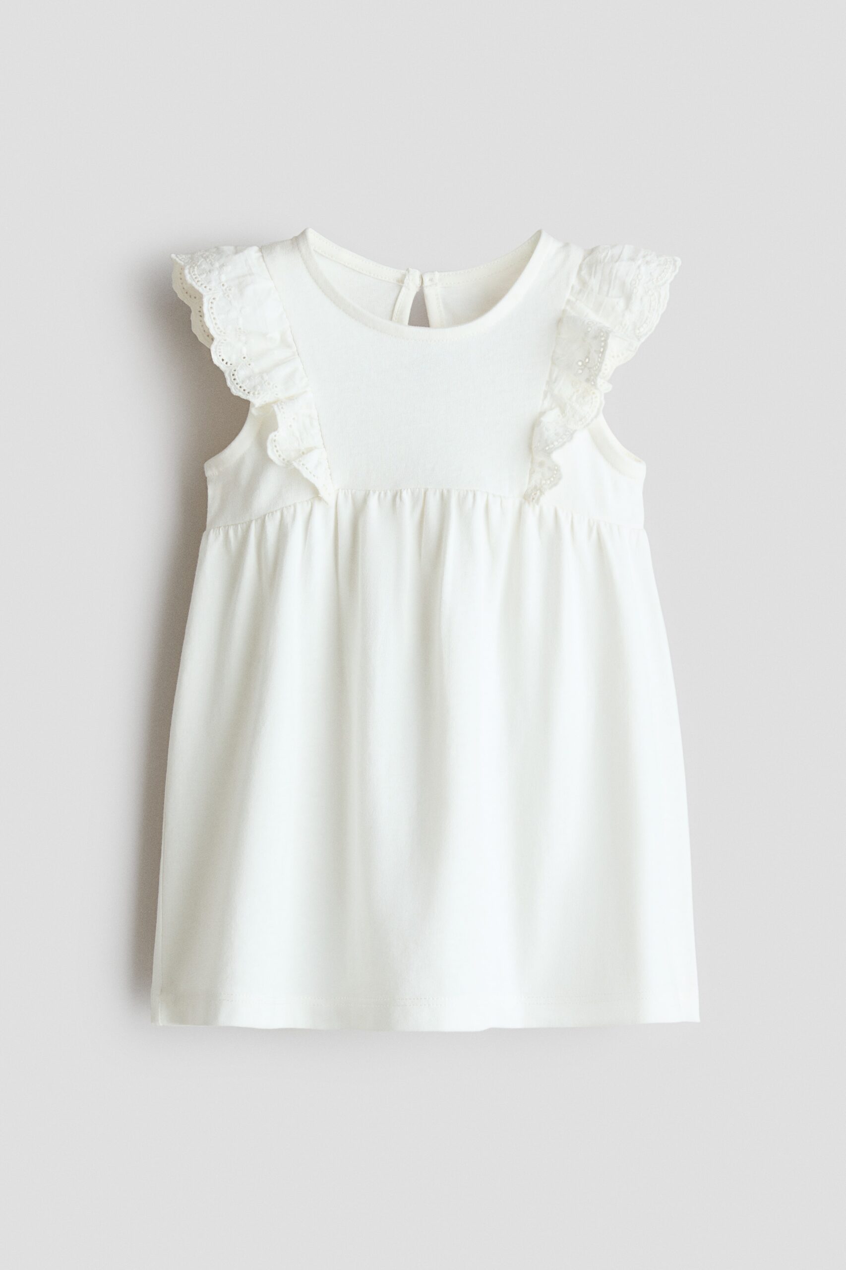 H & M - Katoenen jurk met volantrandjes - Wit