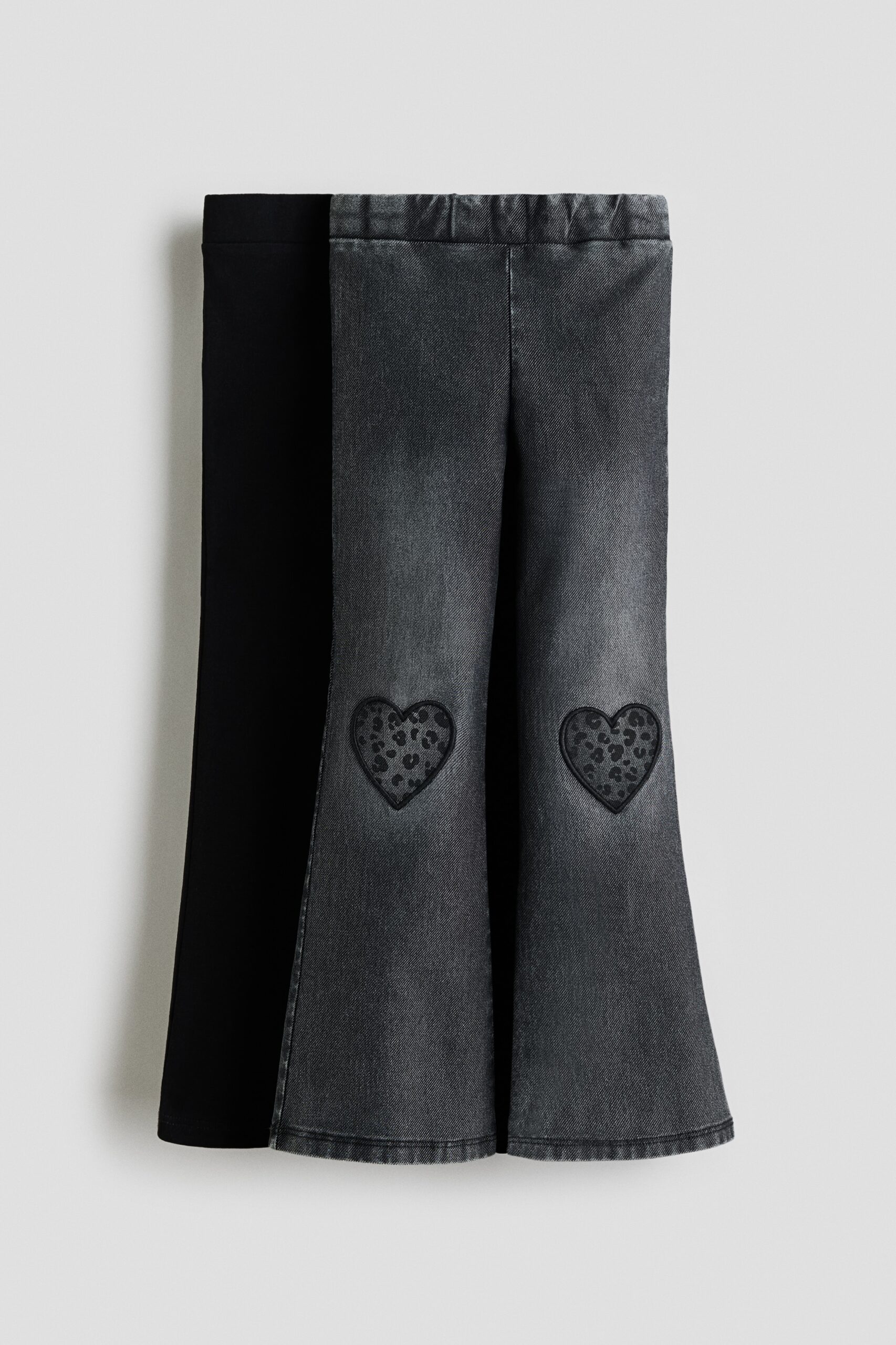 H & M - Set van 2 jeggings - Denimgrijs/Hartjes