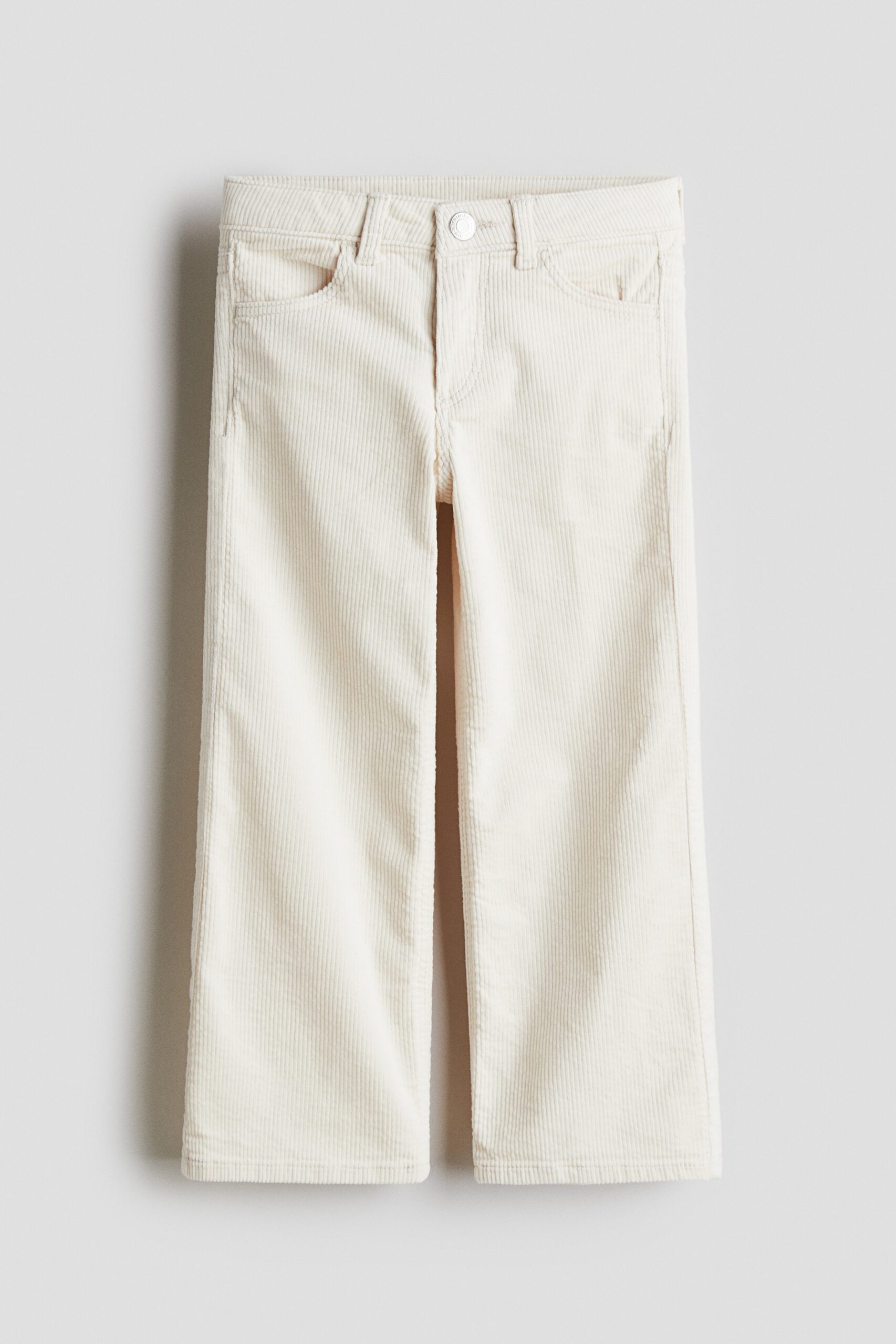 H & M - Wijde broek van katoenen corduroy - Lichtbeige
