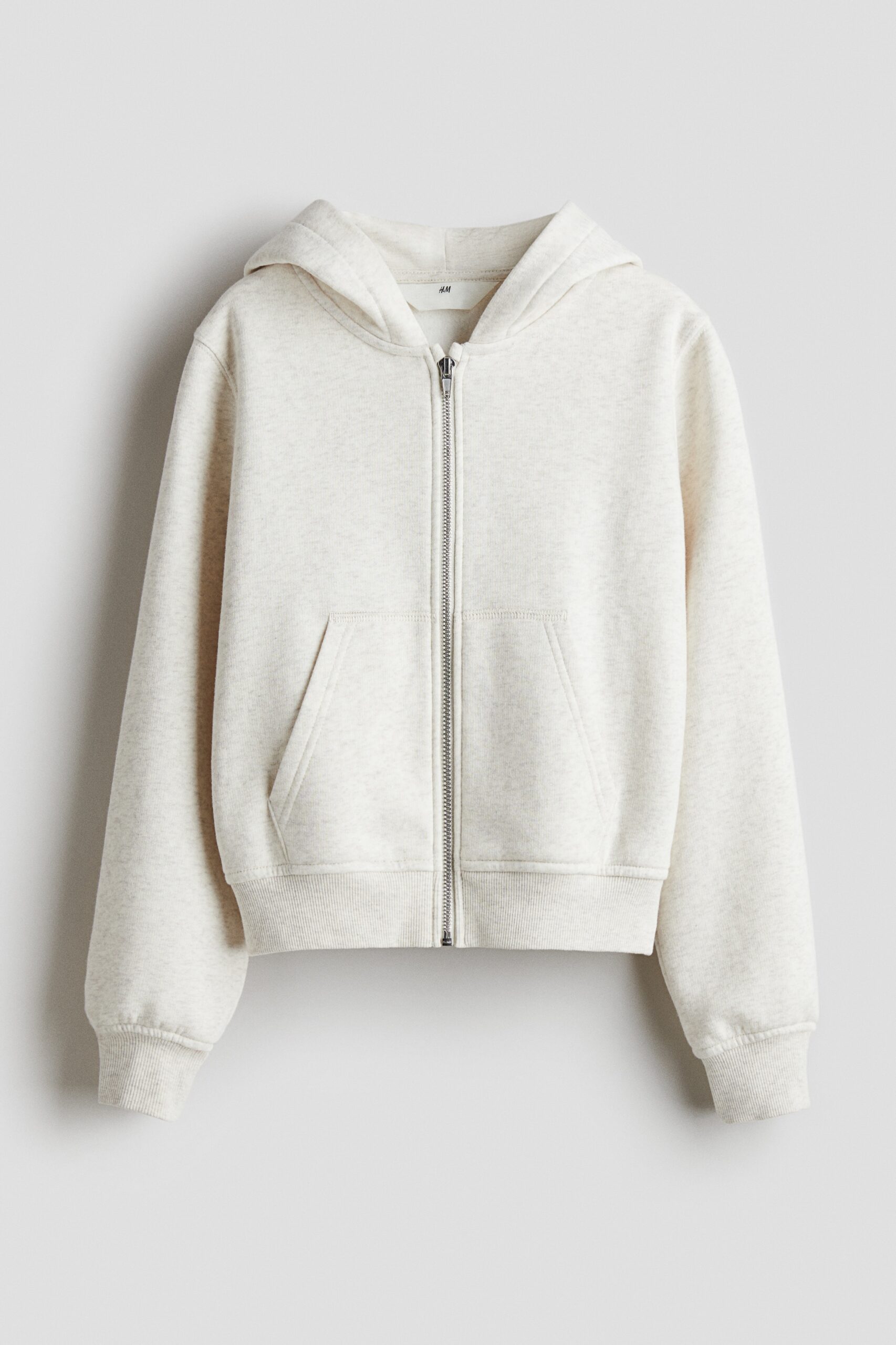 H & M - Capuchonvest - Roomwit Gemêleerd