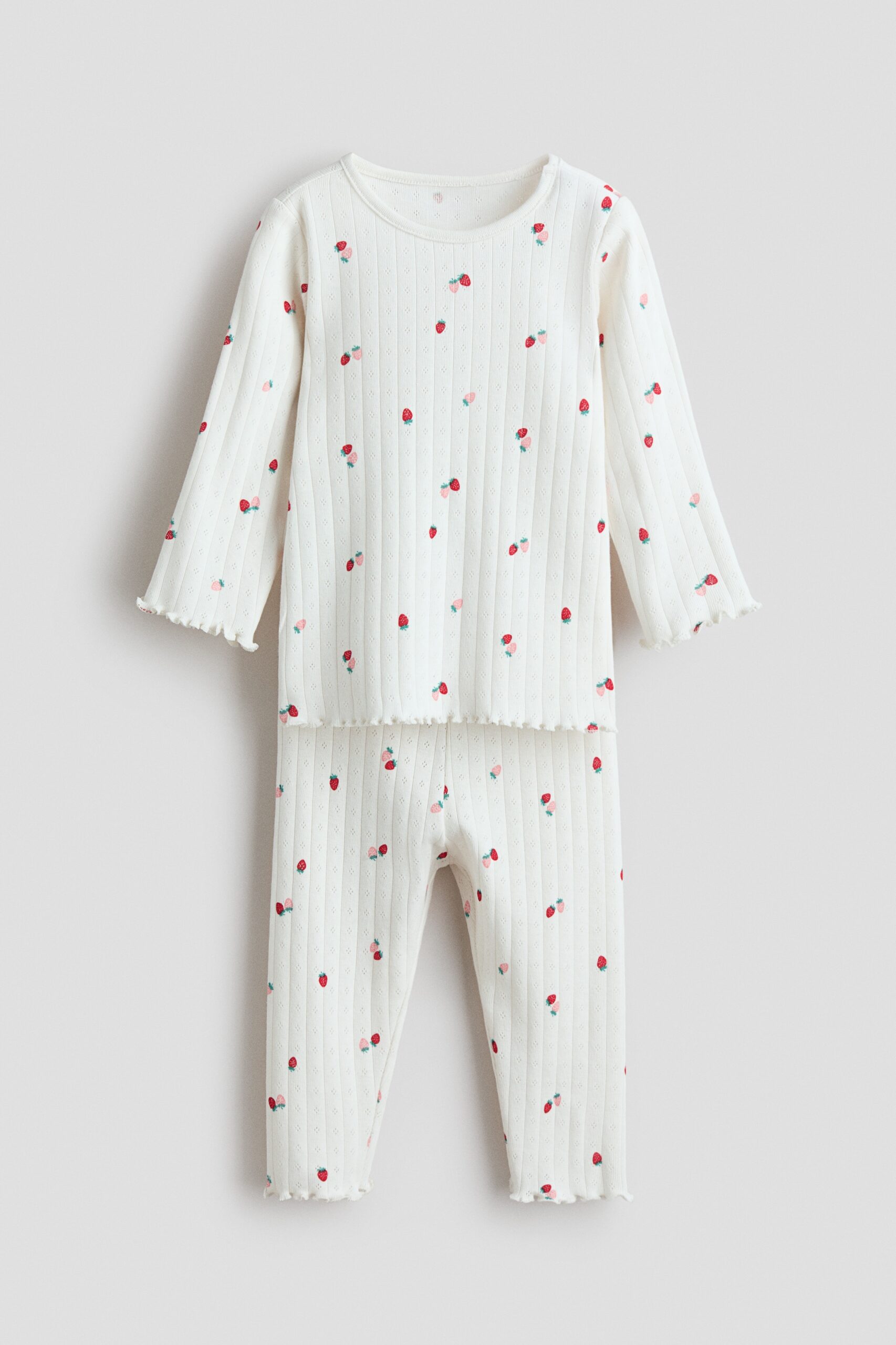 H & M - Katoenen pyjama met print - Wit/Aardbeien