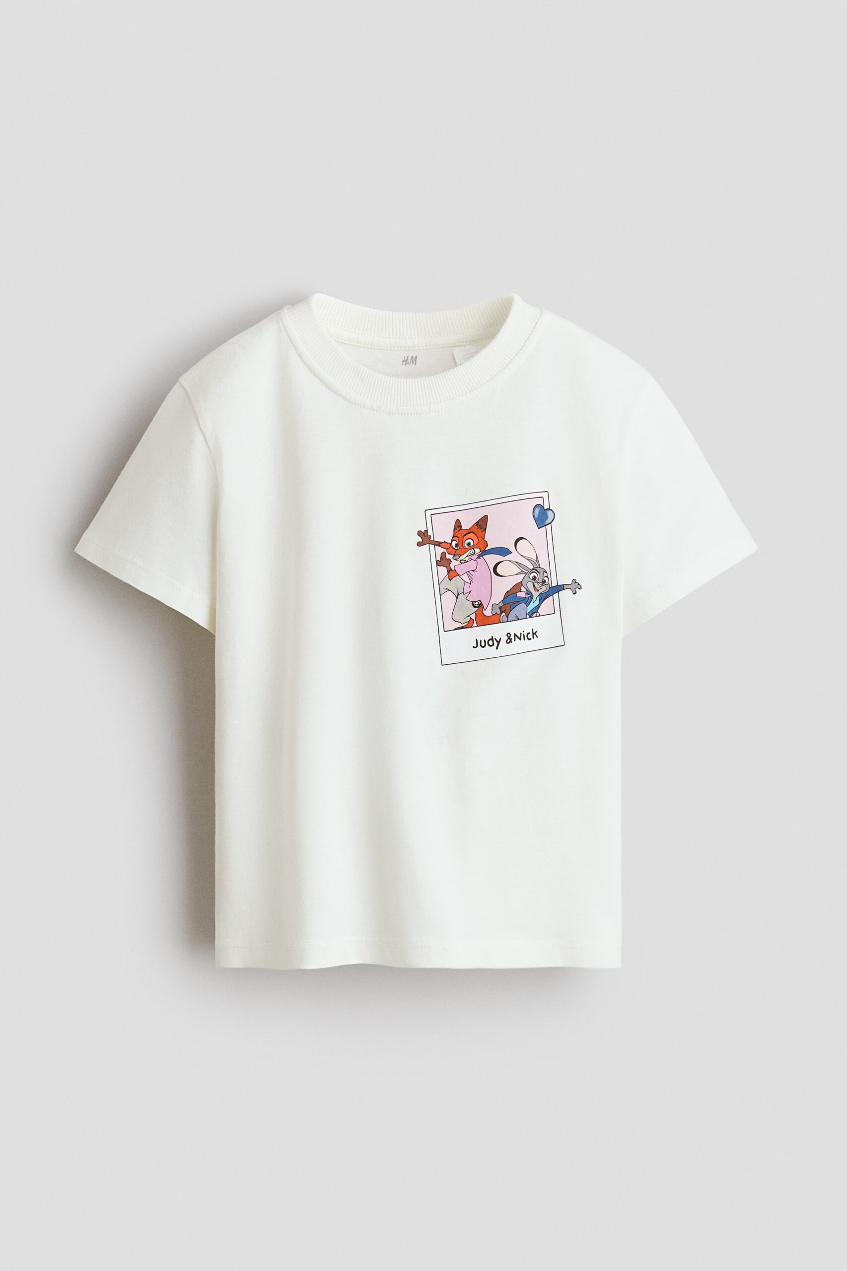 H & M - Katoenen T-shirt met geprint motief - Wit/Zootopia