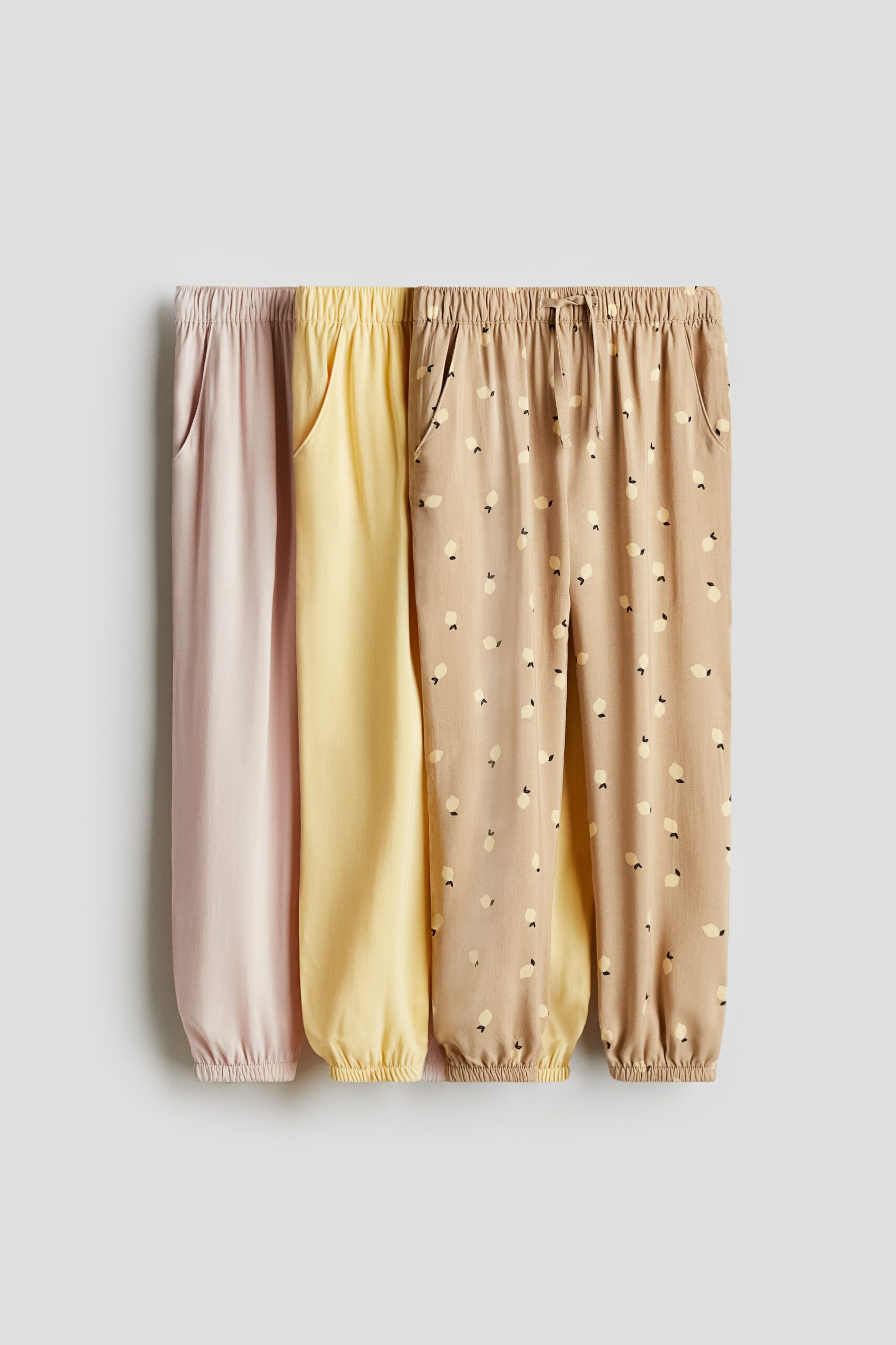 H & M - Set van 3 joggers - Beige/Citroenen