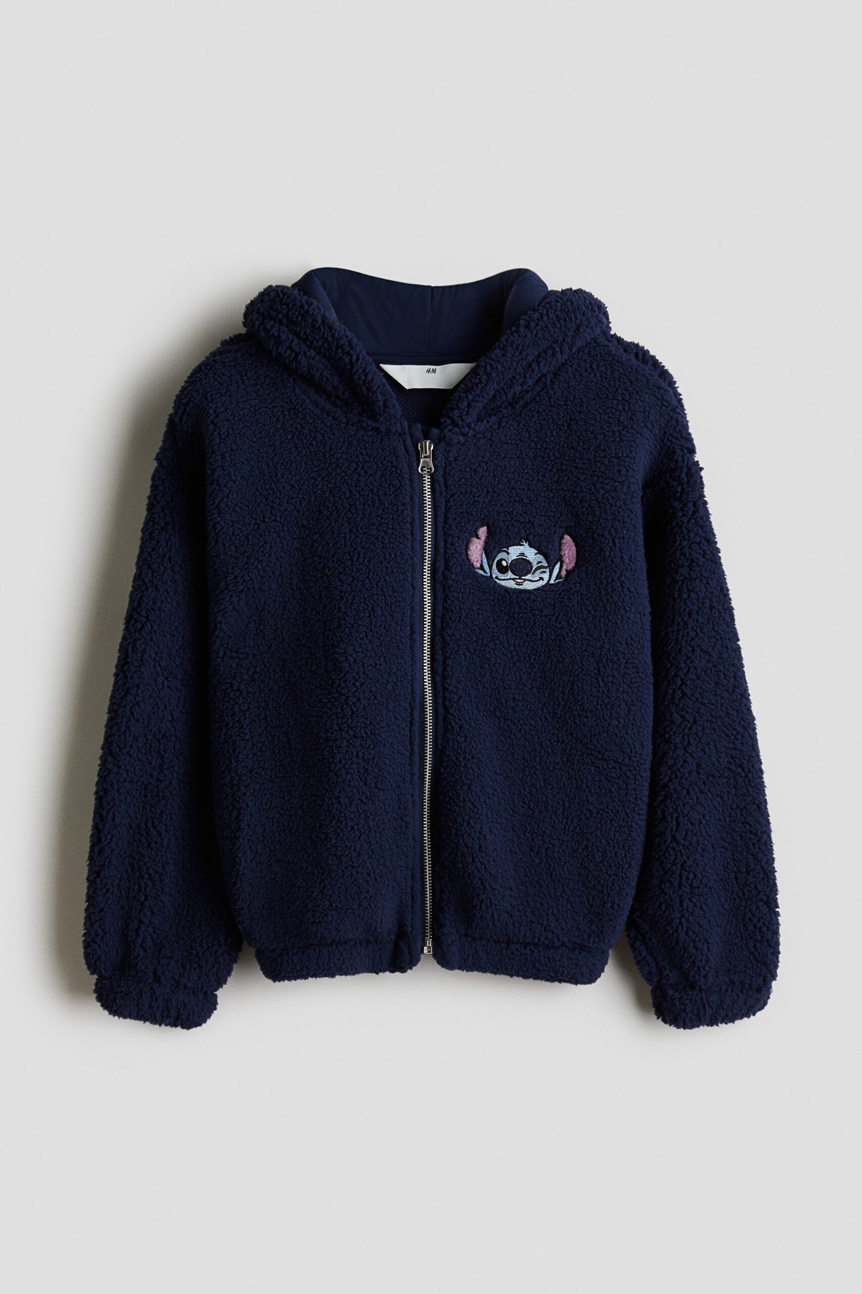H & M - Teddy capuchonvest - Blauw/Stitch