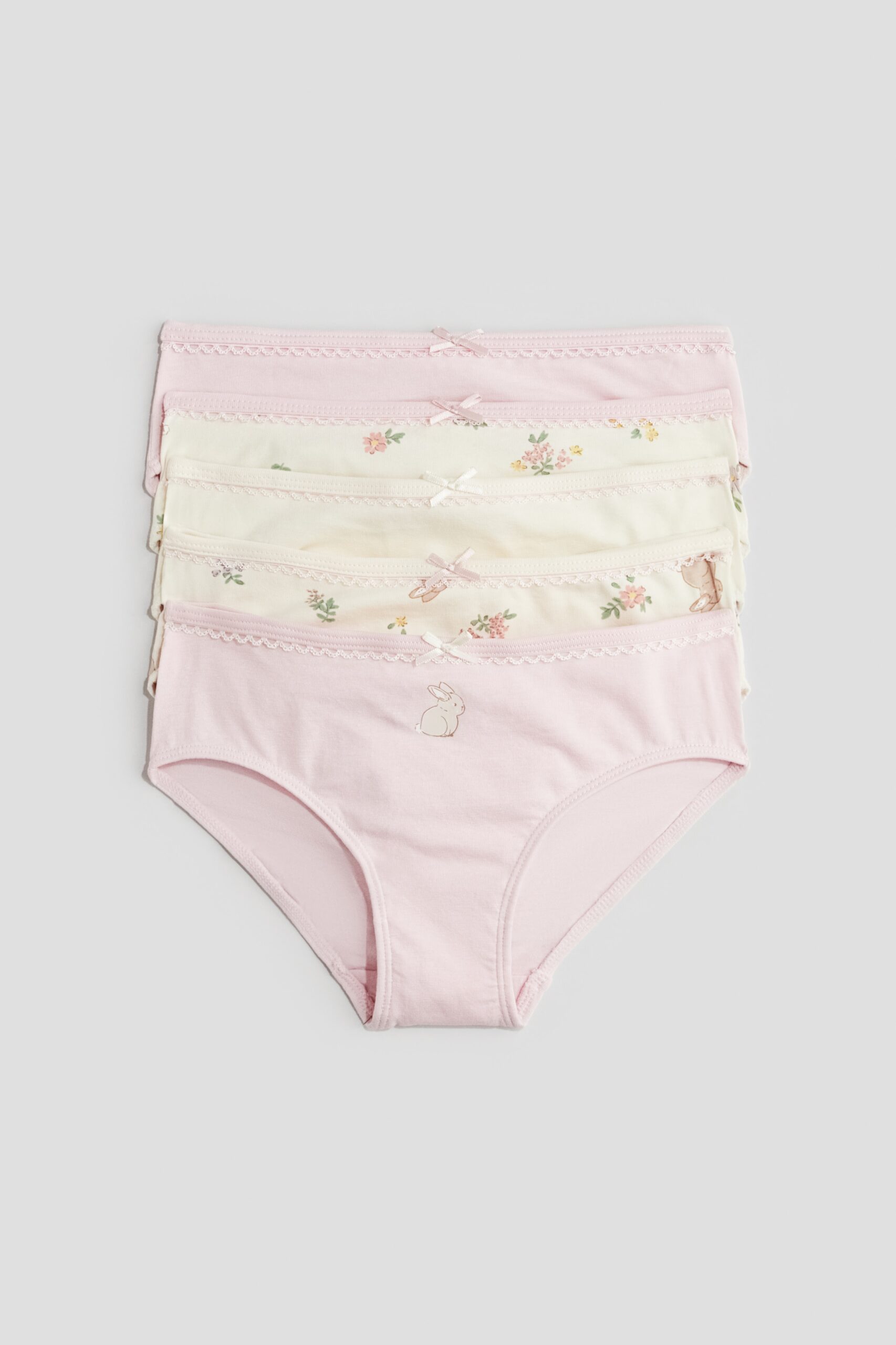 H & M - Set van 5 katoenen slips - Roomwit/Lichtroze