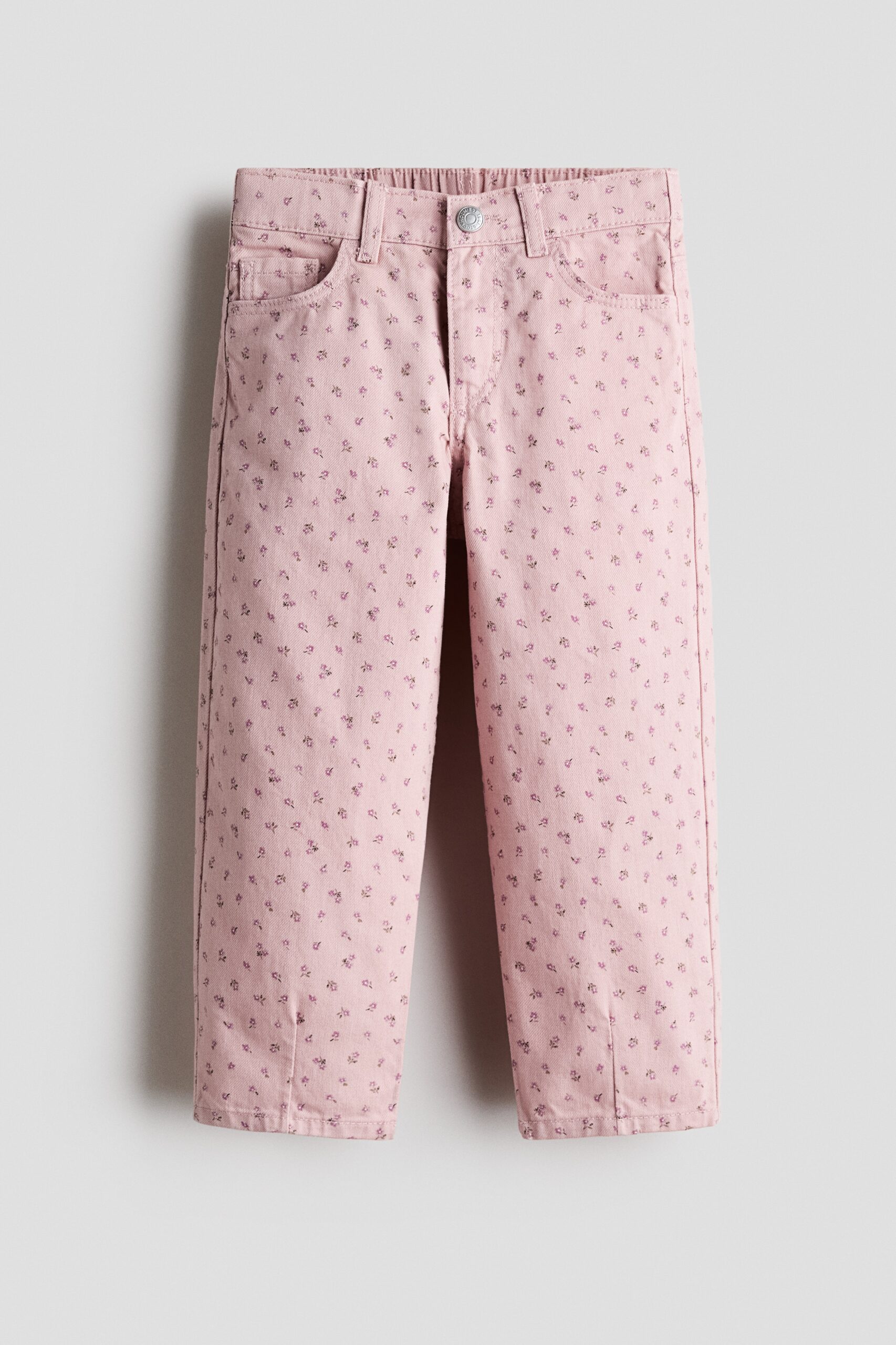 H & M - Barrel-broek van katoenen twill - Dusty Lichtroze/Bloemen