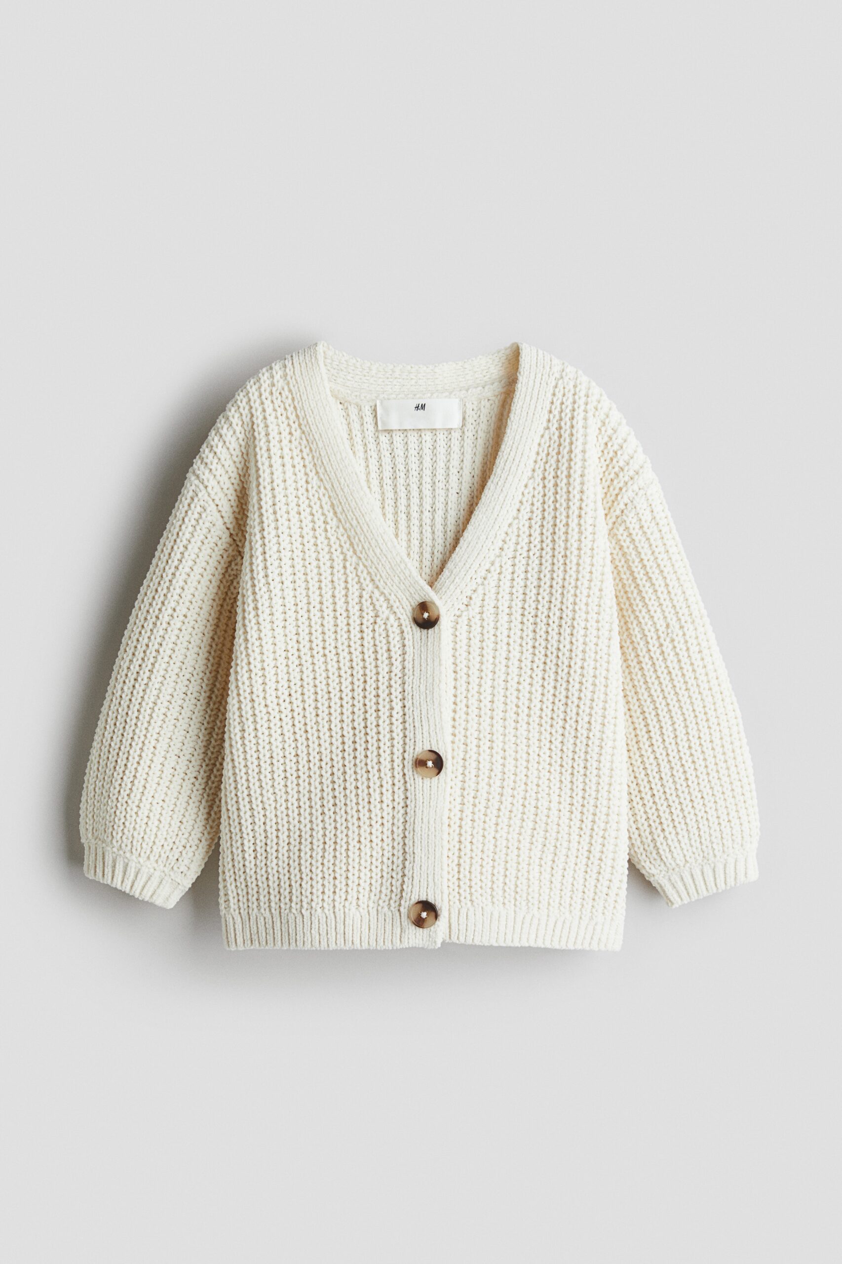 H & M - Gebreid vest van chenille - Roomwit