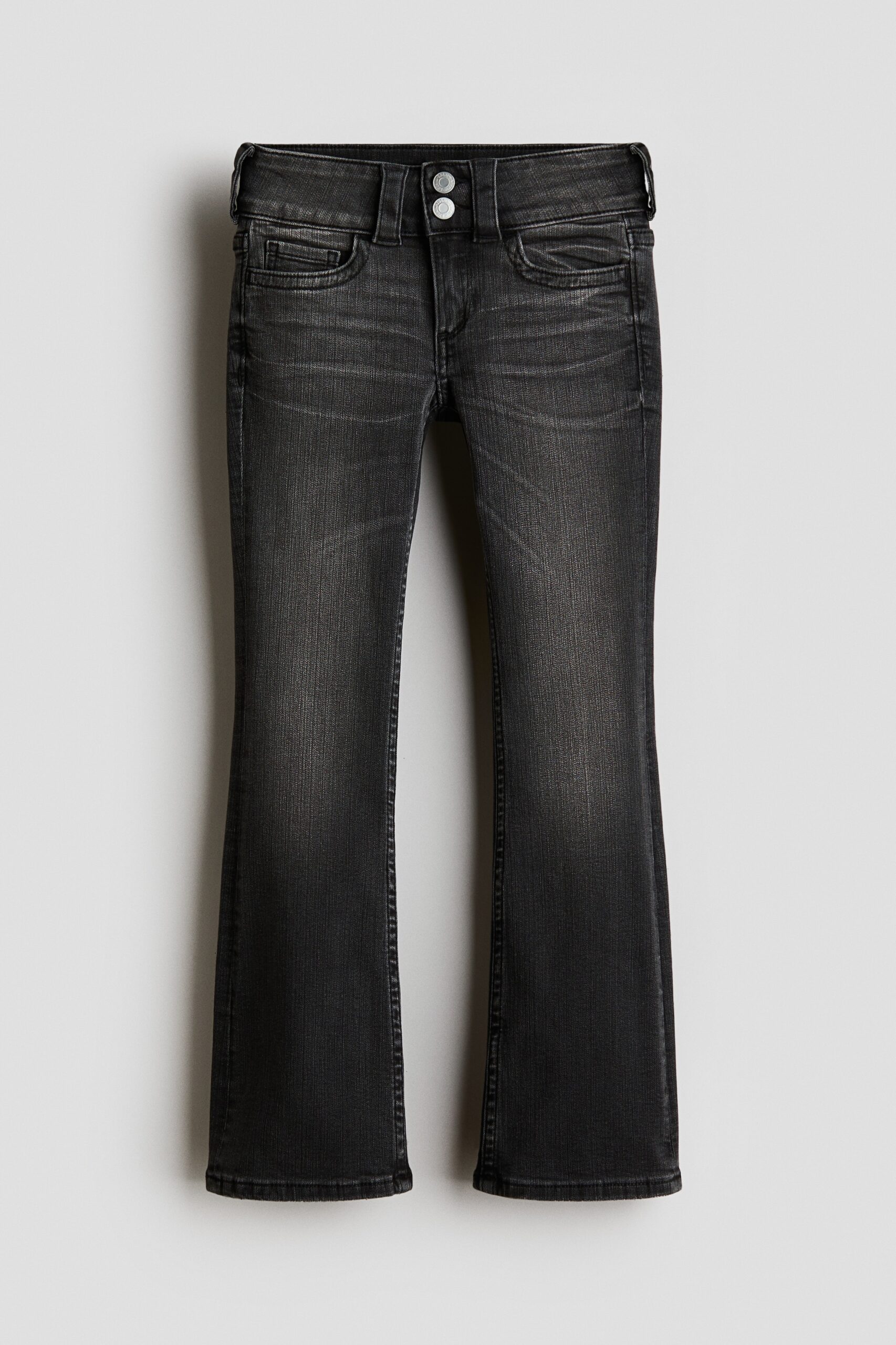H & M - Bootcut Leg Low Jeans - Washed Denimzwart