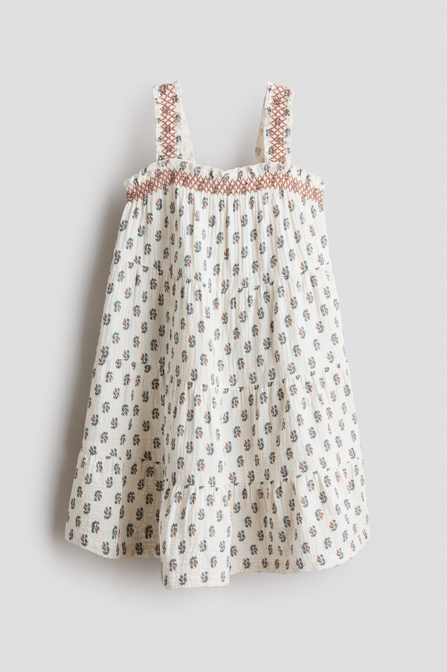 H & M - Strapjurk van katoenen mousseline - Roomwit/Dessin