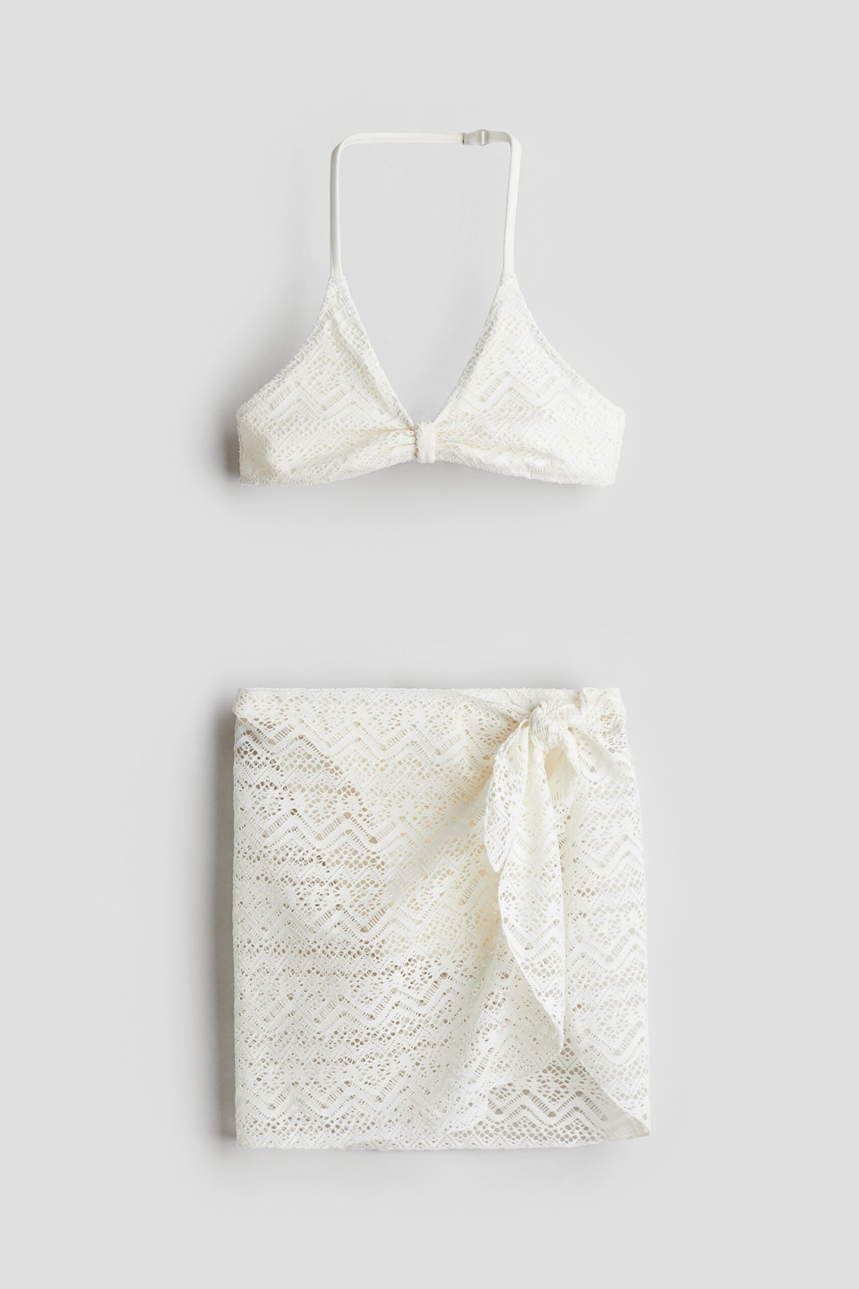 H & M - Driedelige zwemset met gehaakte look - Wit
