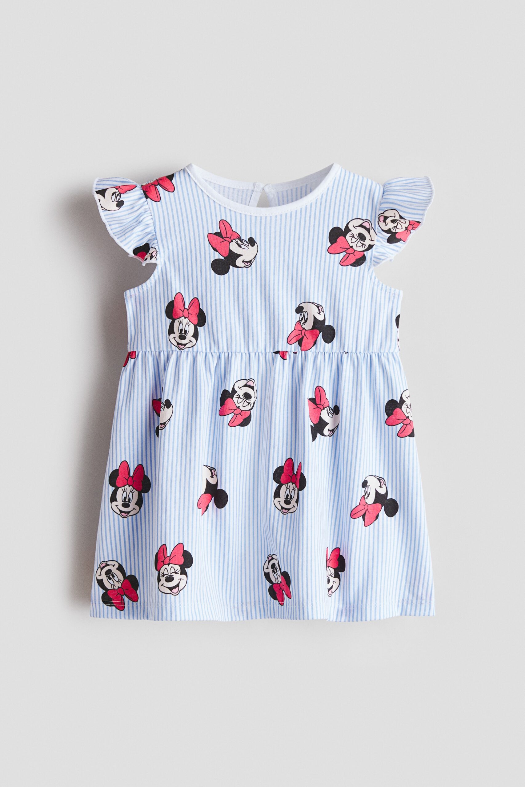 H & M - Katoenen jurk met print - Blauw Gestreept/Minnie Mouse