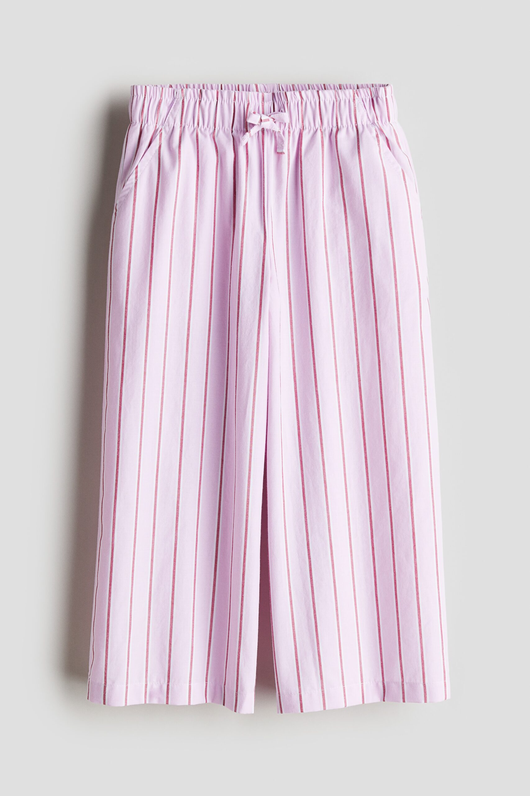 H & M - Wijde pull-on broek van popeline - Paars/Gestreept