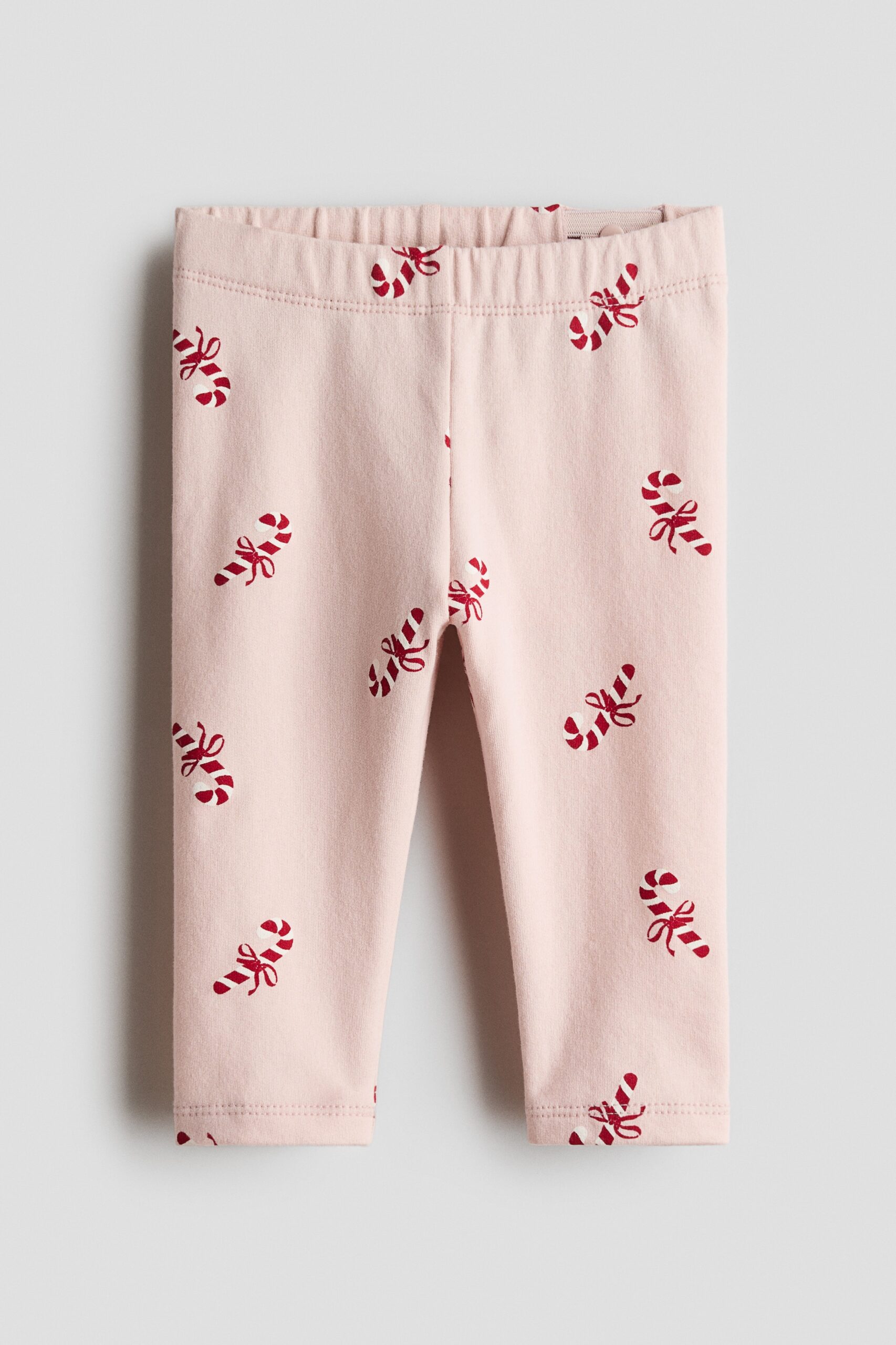 H & M - Gedessineerde legging met geruwde binnenkant - Lichtroze/Zuurstokken