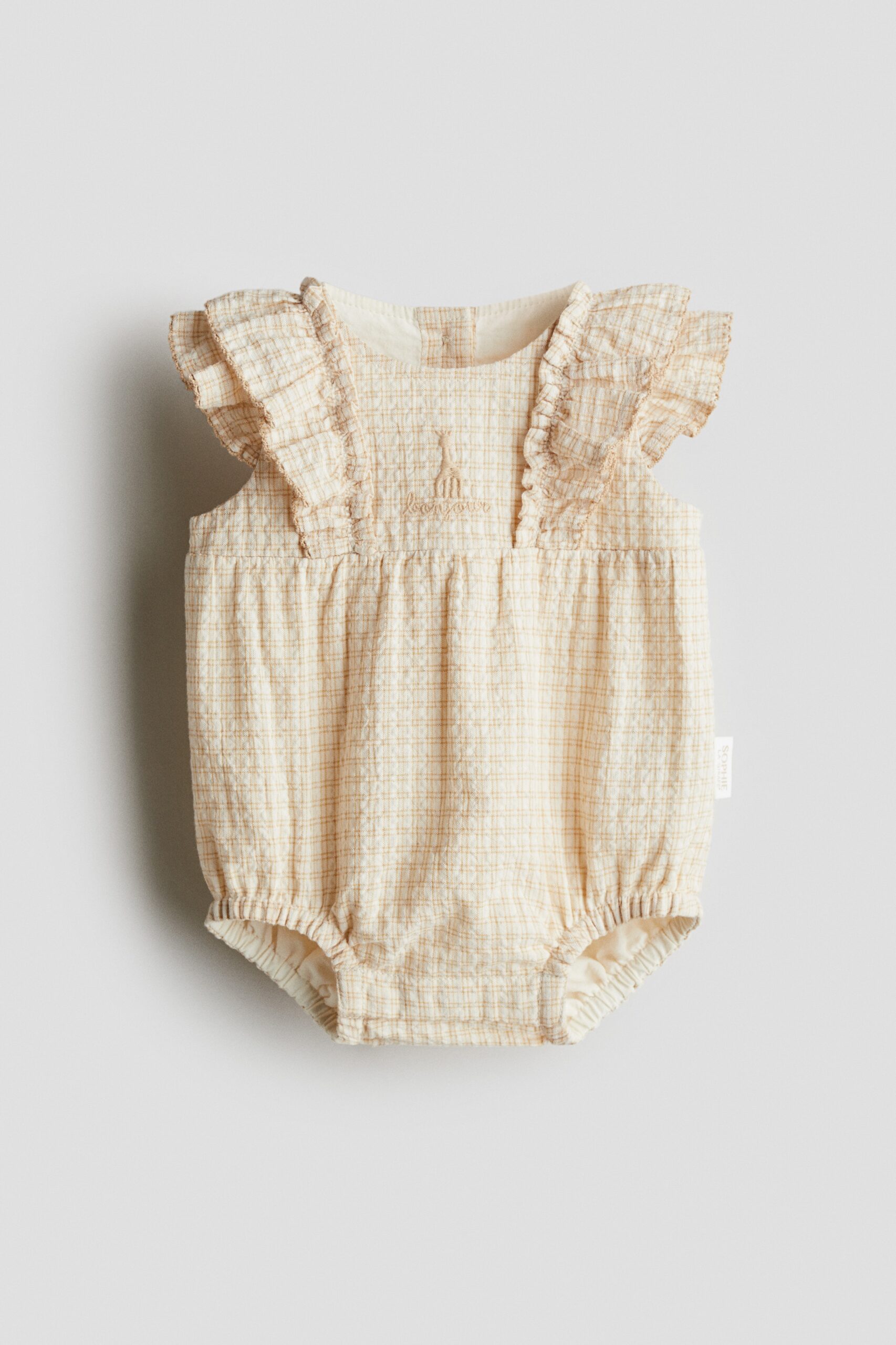 H & M - Seersucker boxpakje met borduursel - Lichtbeige