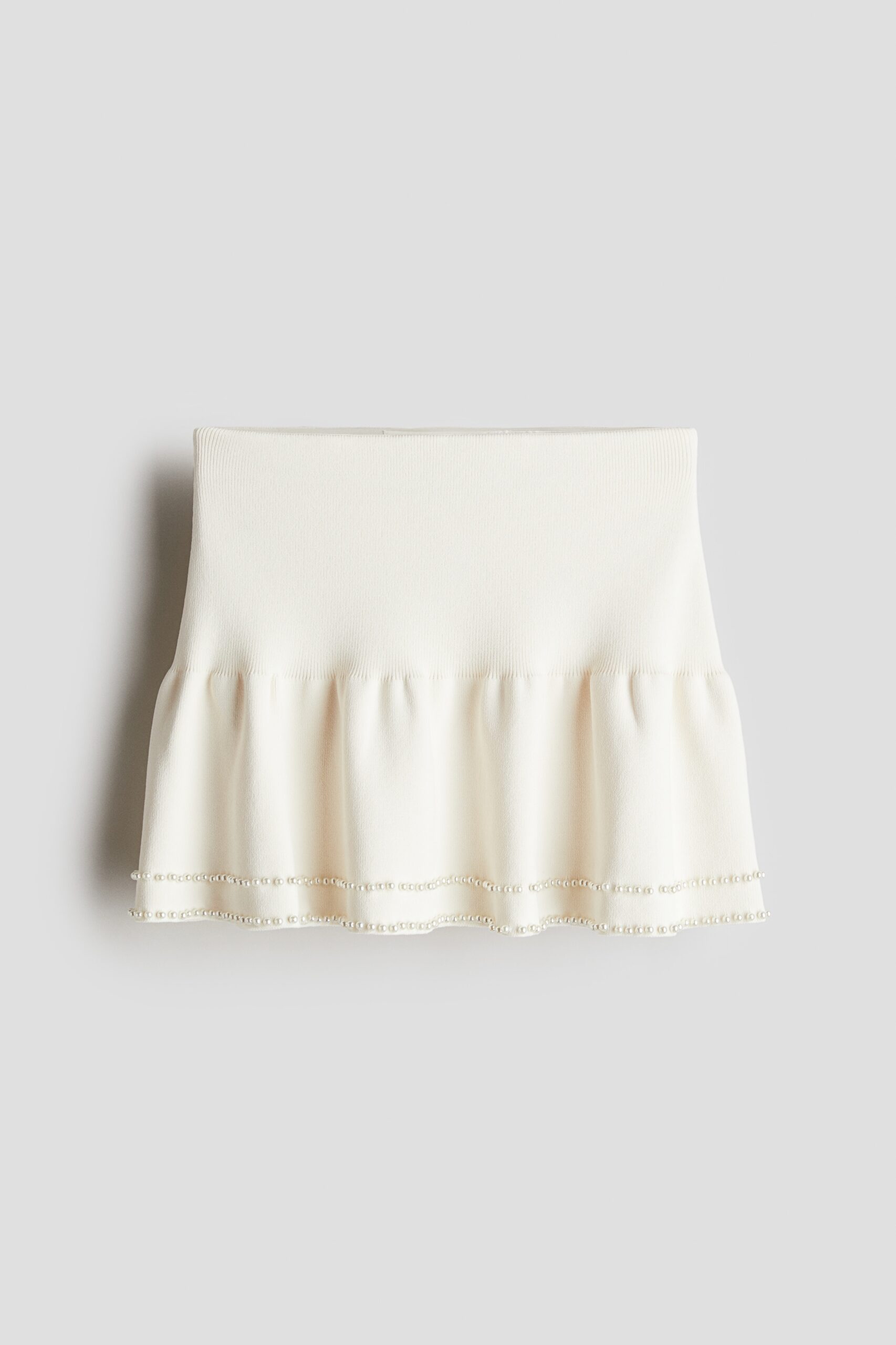 H & M - Gebreide rok met kralen - Roomwit