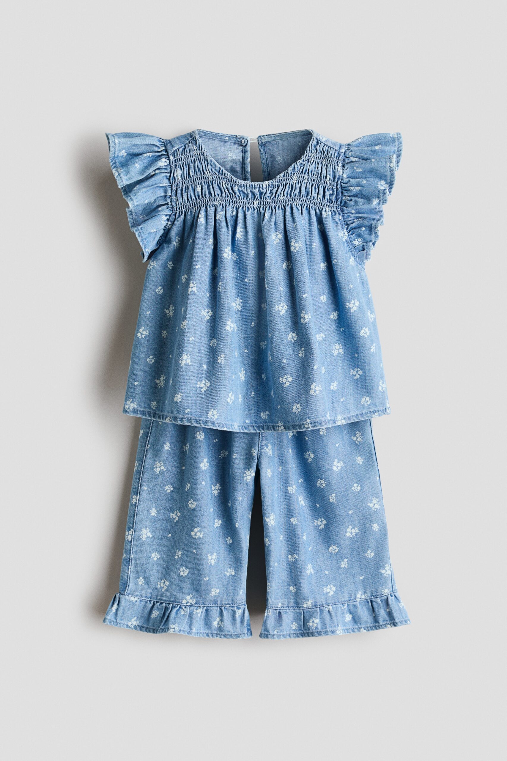 H & M - Tweedelige denim set met print - Licht Denimblauw/Bloemen