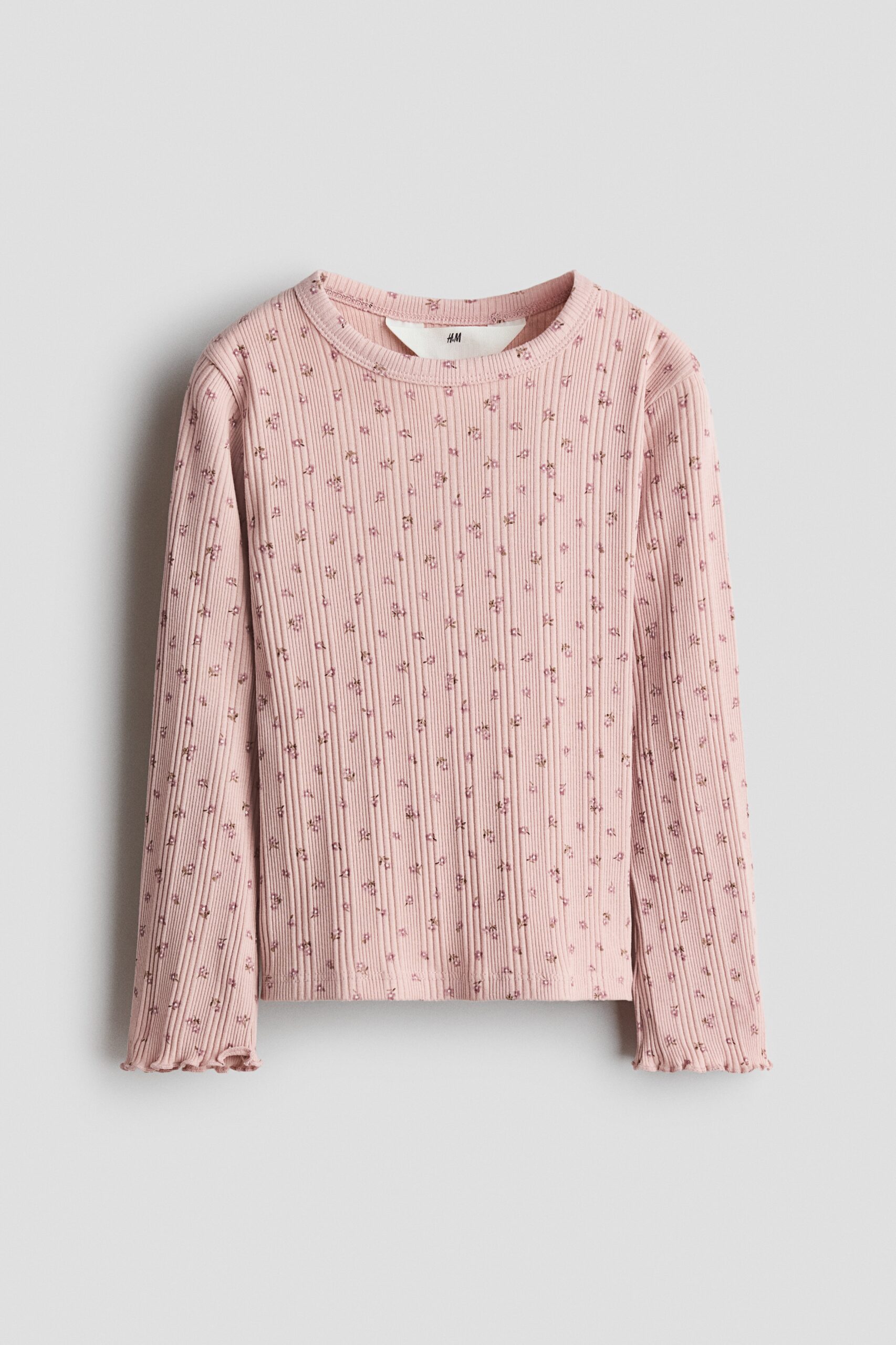 H & M - Katoenen top met dessin - Dusty Roze/Bloemen
