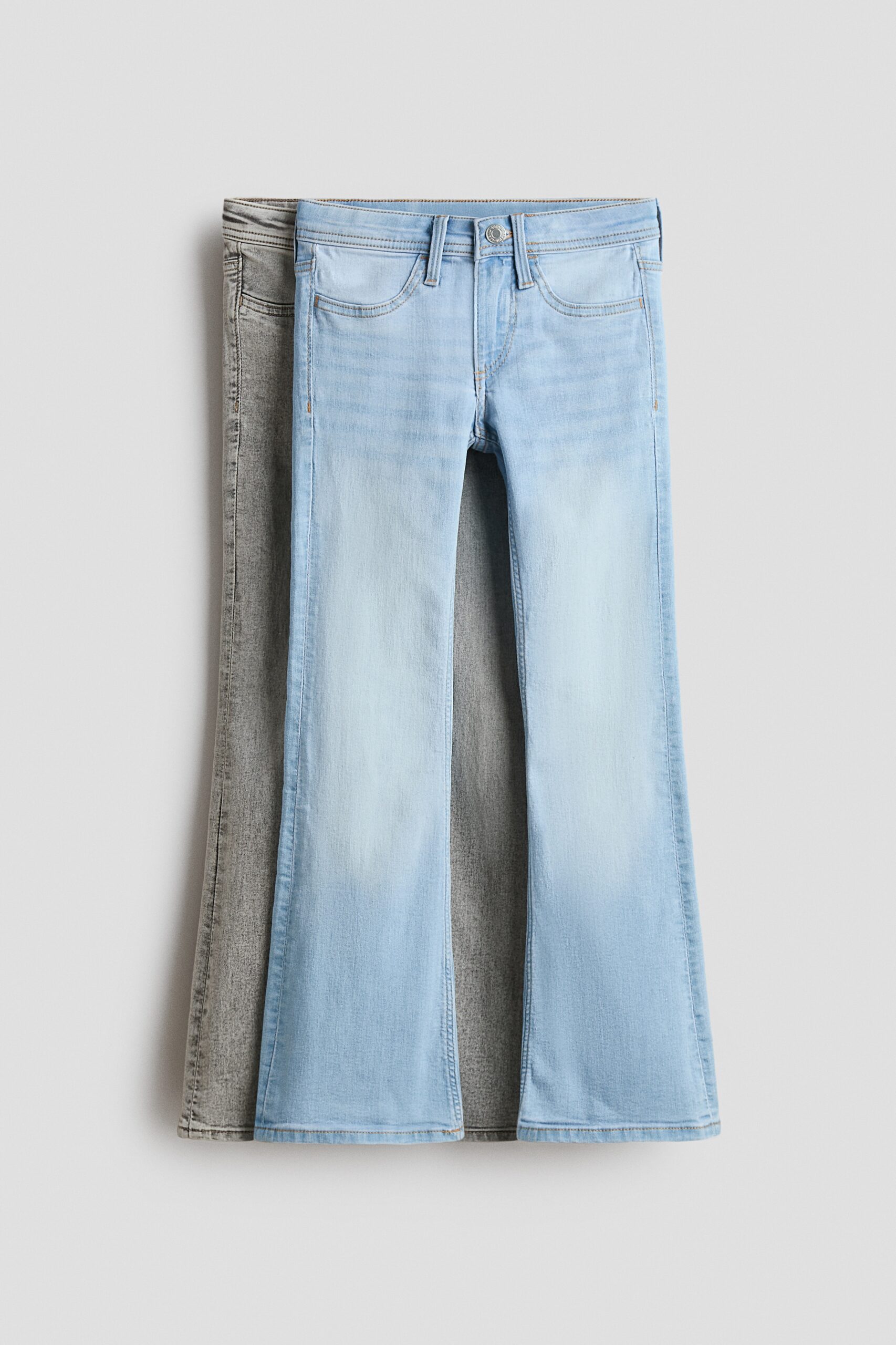 H & M - Set van 2 Flared Leg Low Jeans - Denimgrijs/Denimblauw