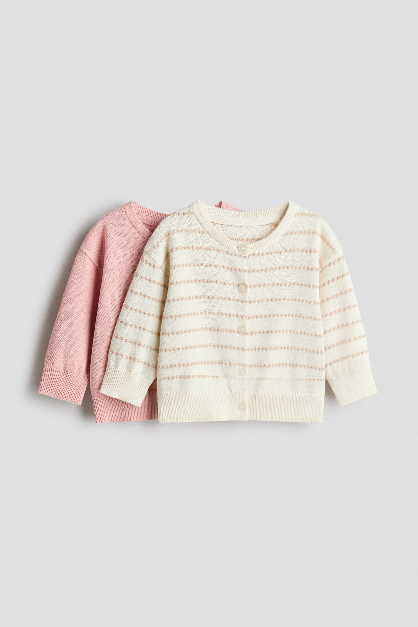 H & M - Set van 2 katoenen vesten - Lichtroze/Gestreept