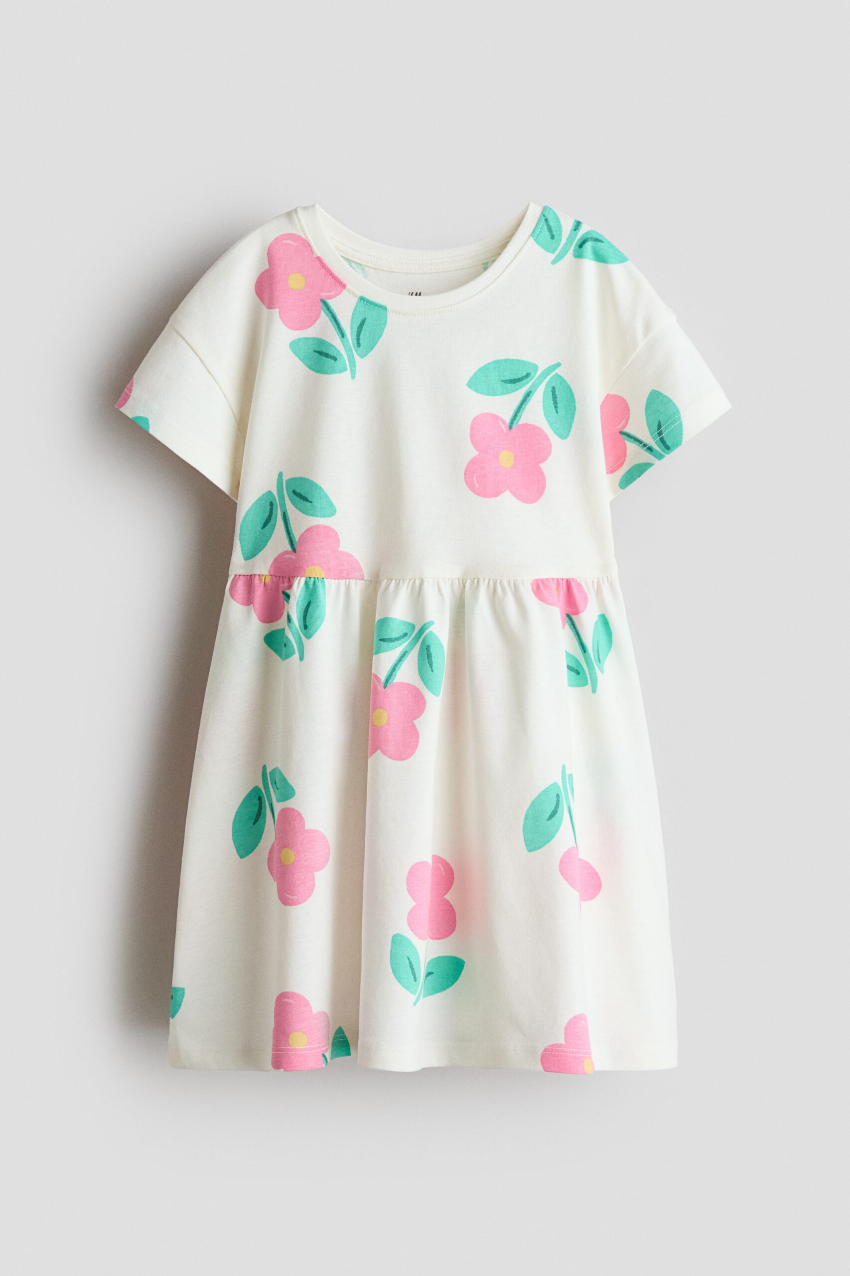 H & M - Katoenen jurk met print - Roomwit/Bloemen