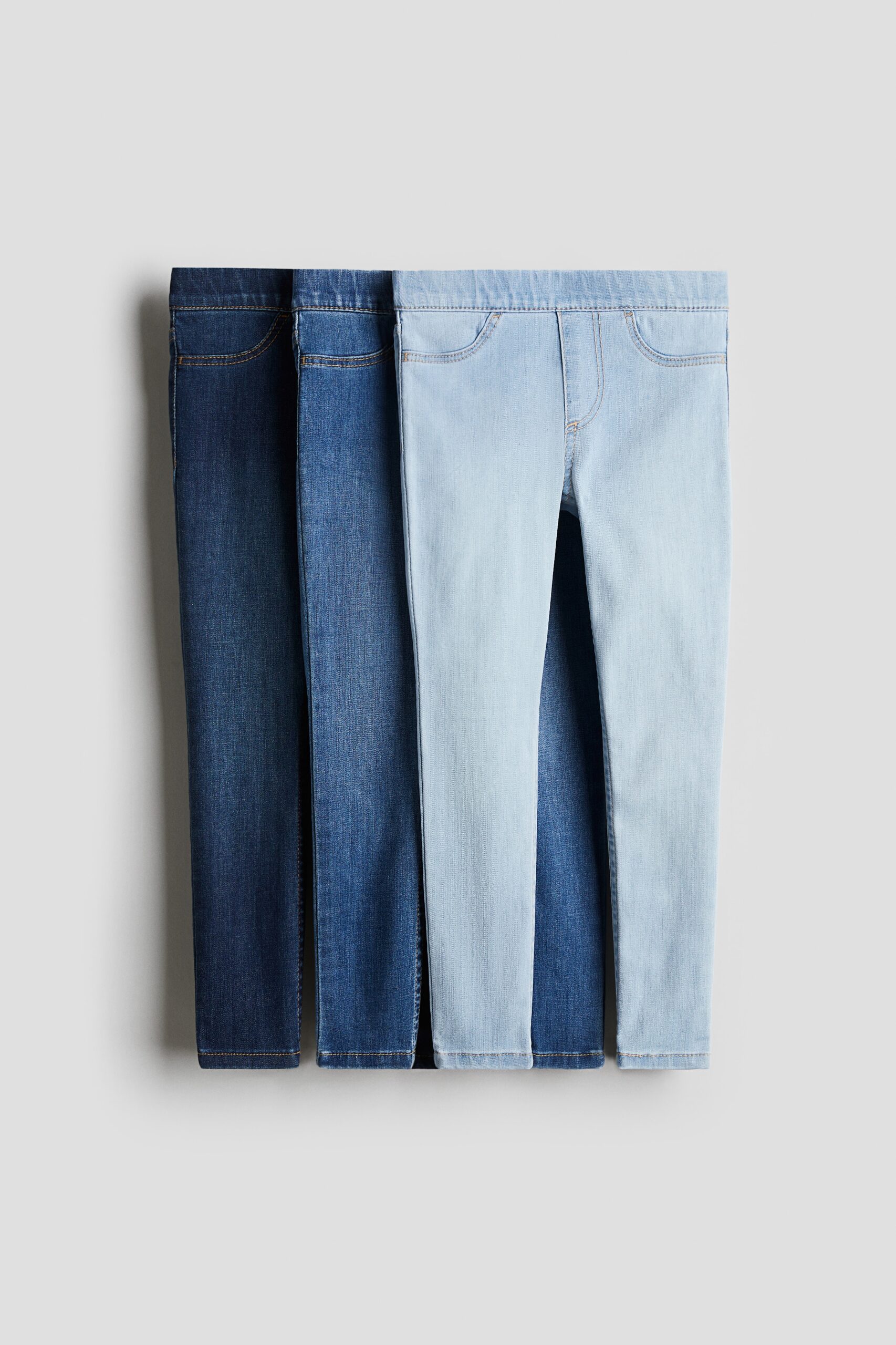 H & M - Set van 3 denim jeggings - Denimblauw