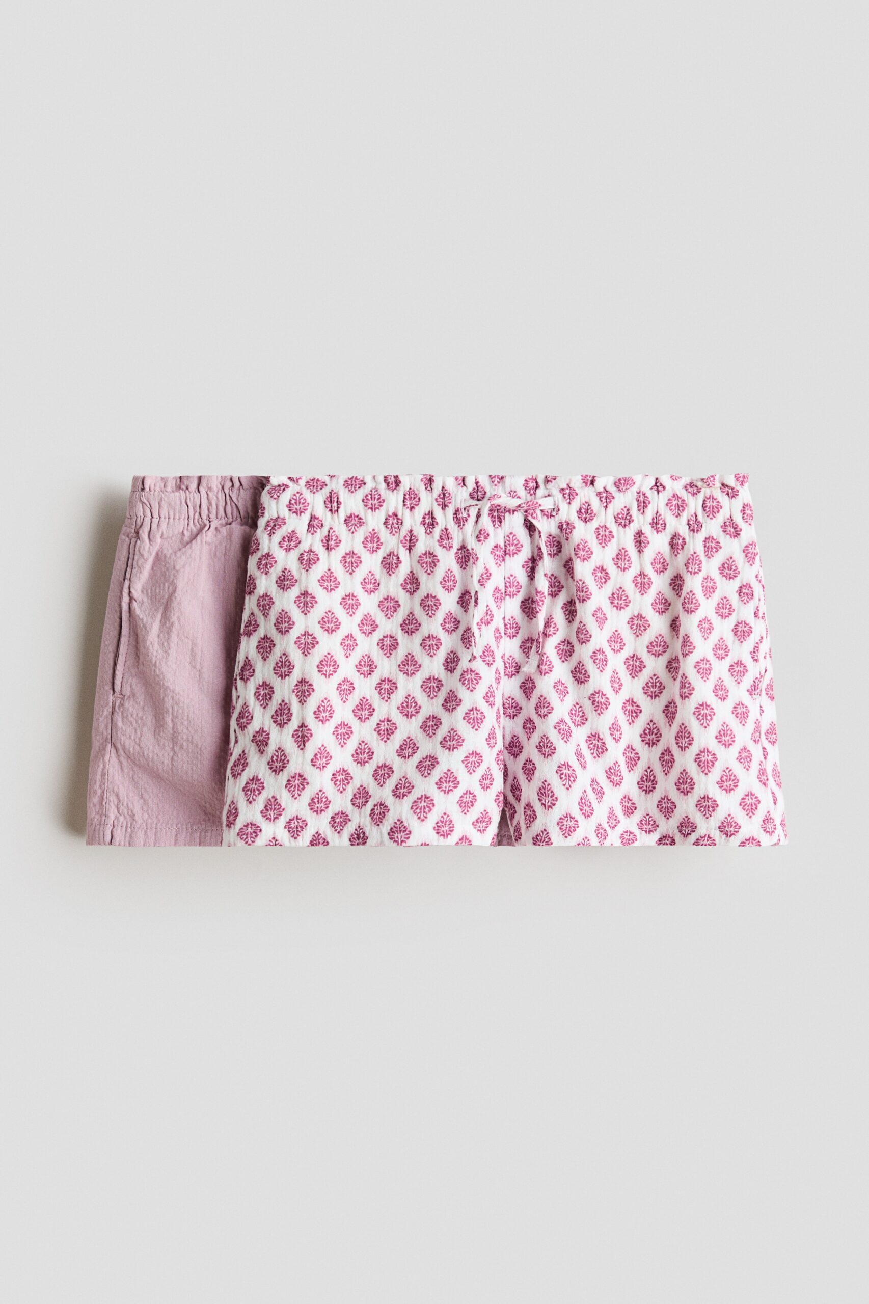 H & M - Set van 2 katoenen shorts - Roze/Dessin