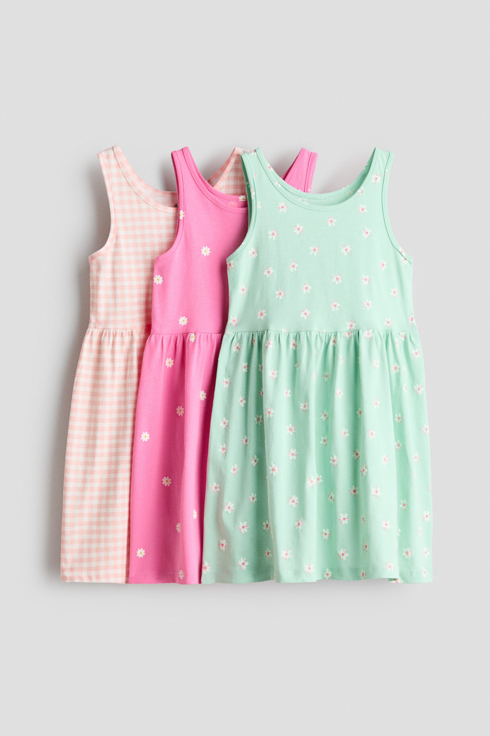 H & M - Set van 3 katoenen jurken met print - Roze/Bloemen