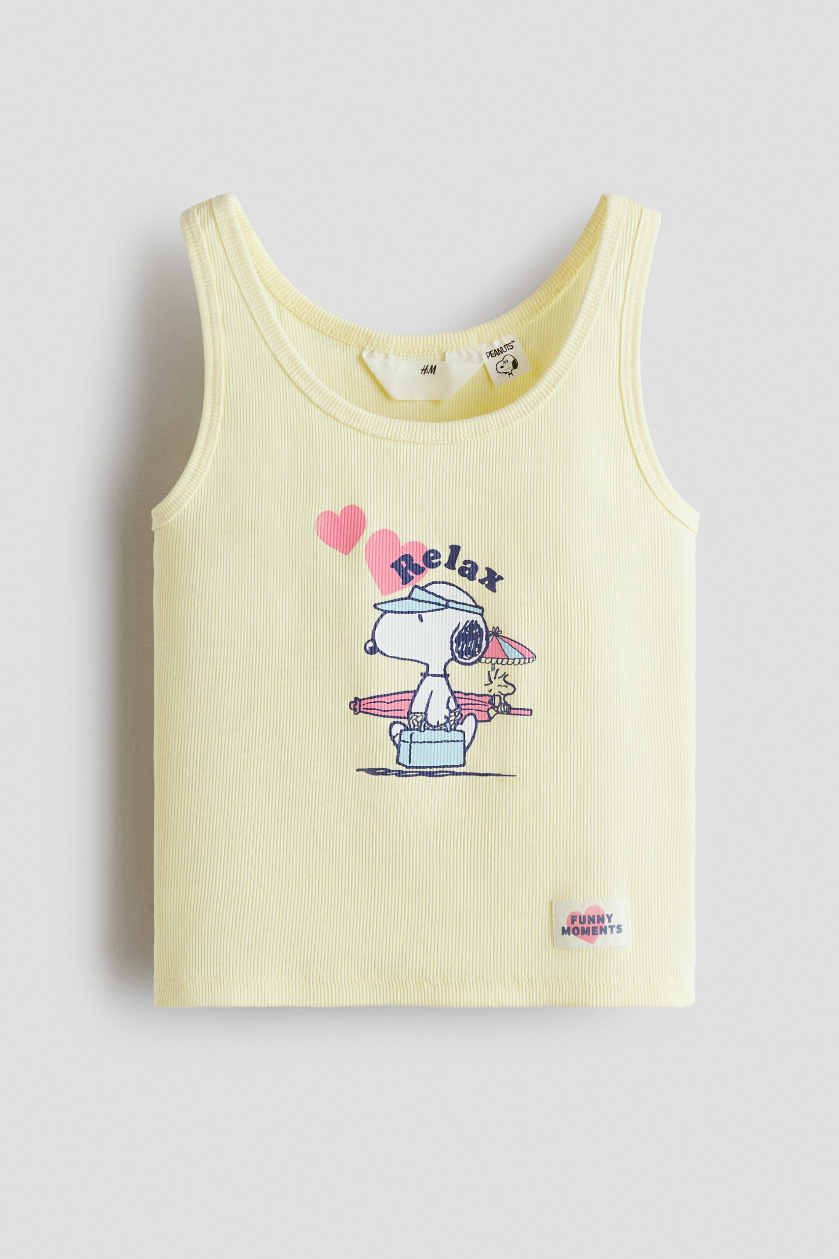 H & M - Tanktop met geprint motief - Lichtgeel/Snoopy