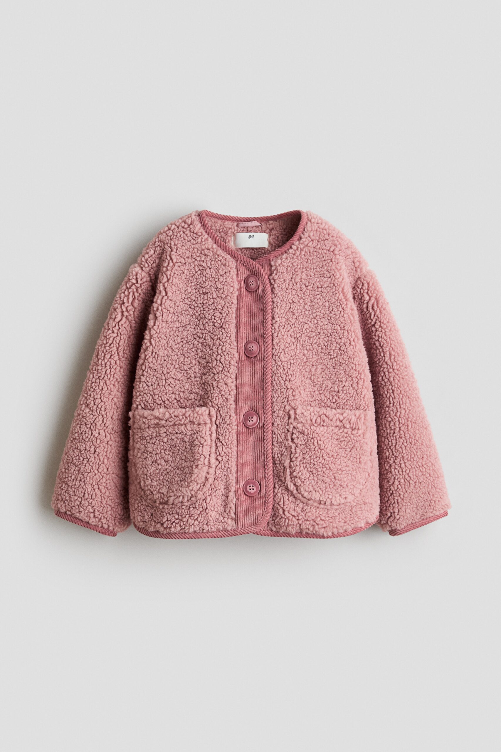H & M - Teddy jasje met details van corduroy - Dusty Roze
