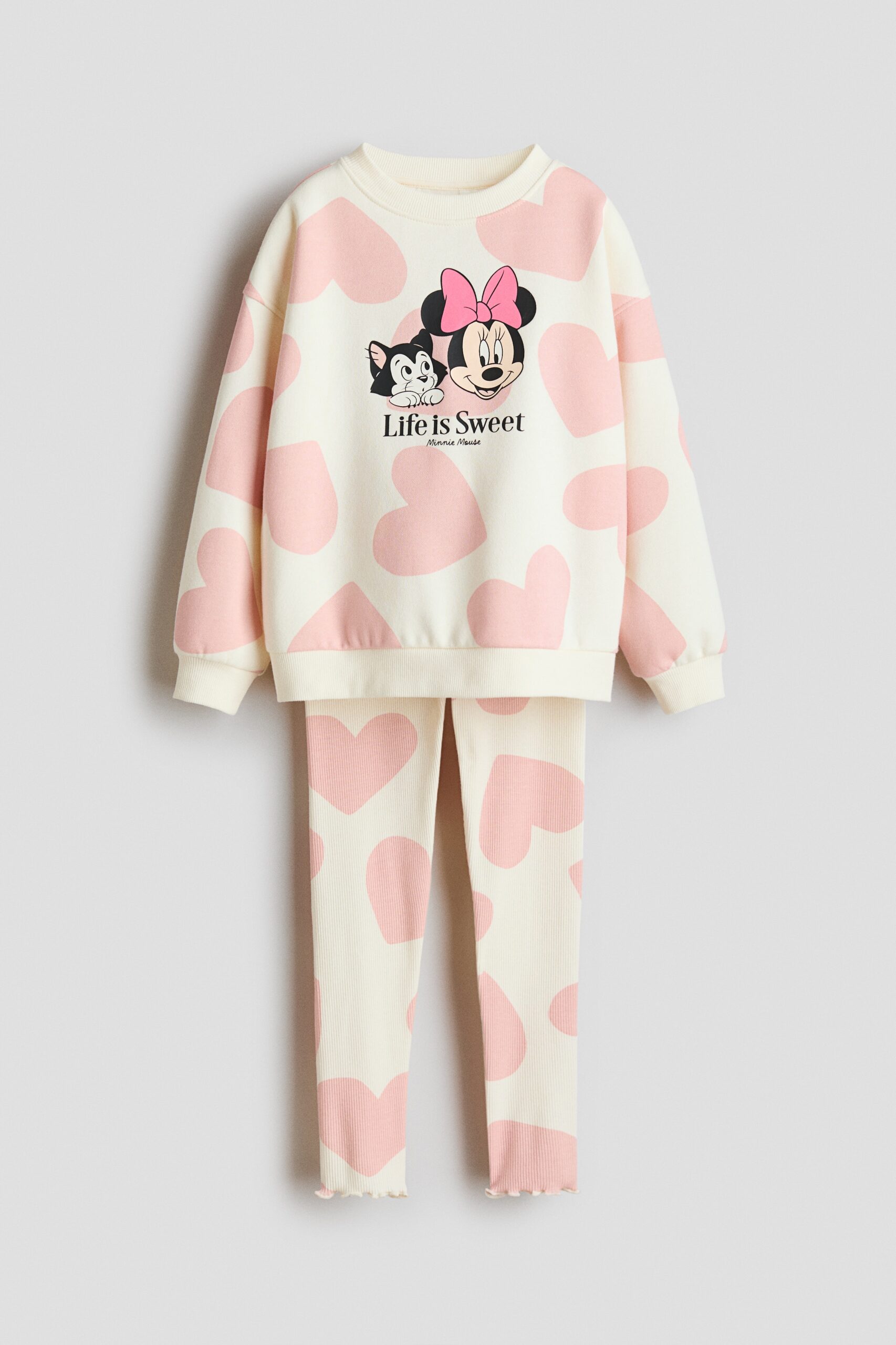 H & M - Tweedelige set - Sweater en legging - Wit/Minnie Mouse