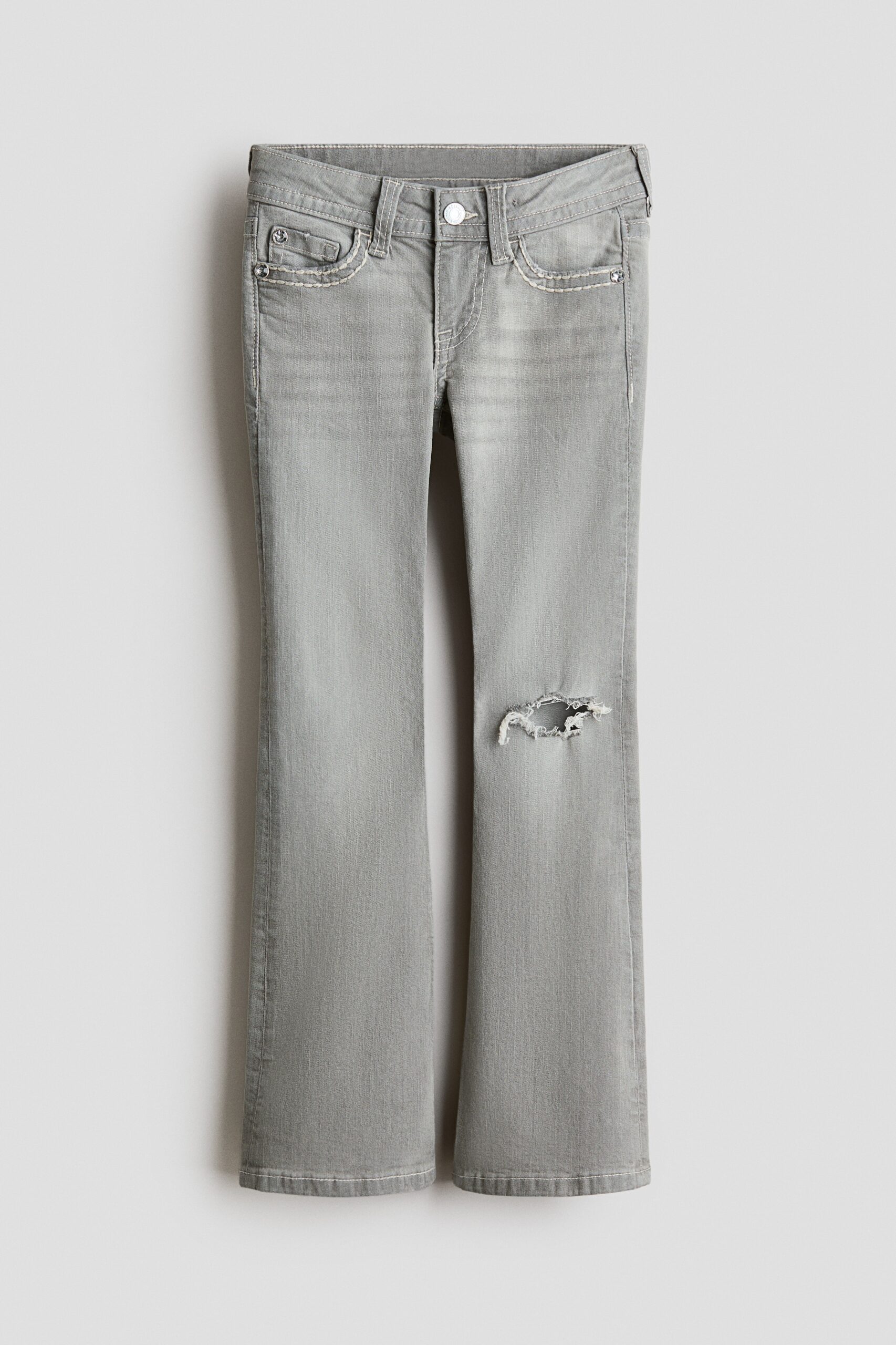 H & M - Skinny Fit Bootcut Low Jeans - Denimgrijs
