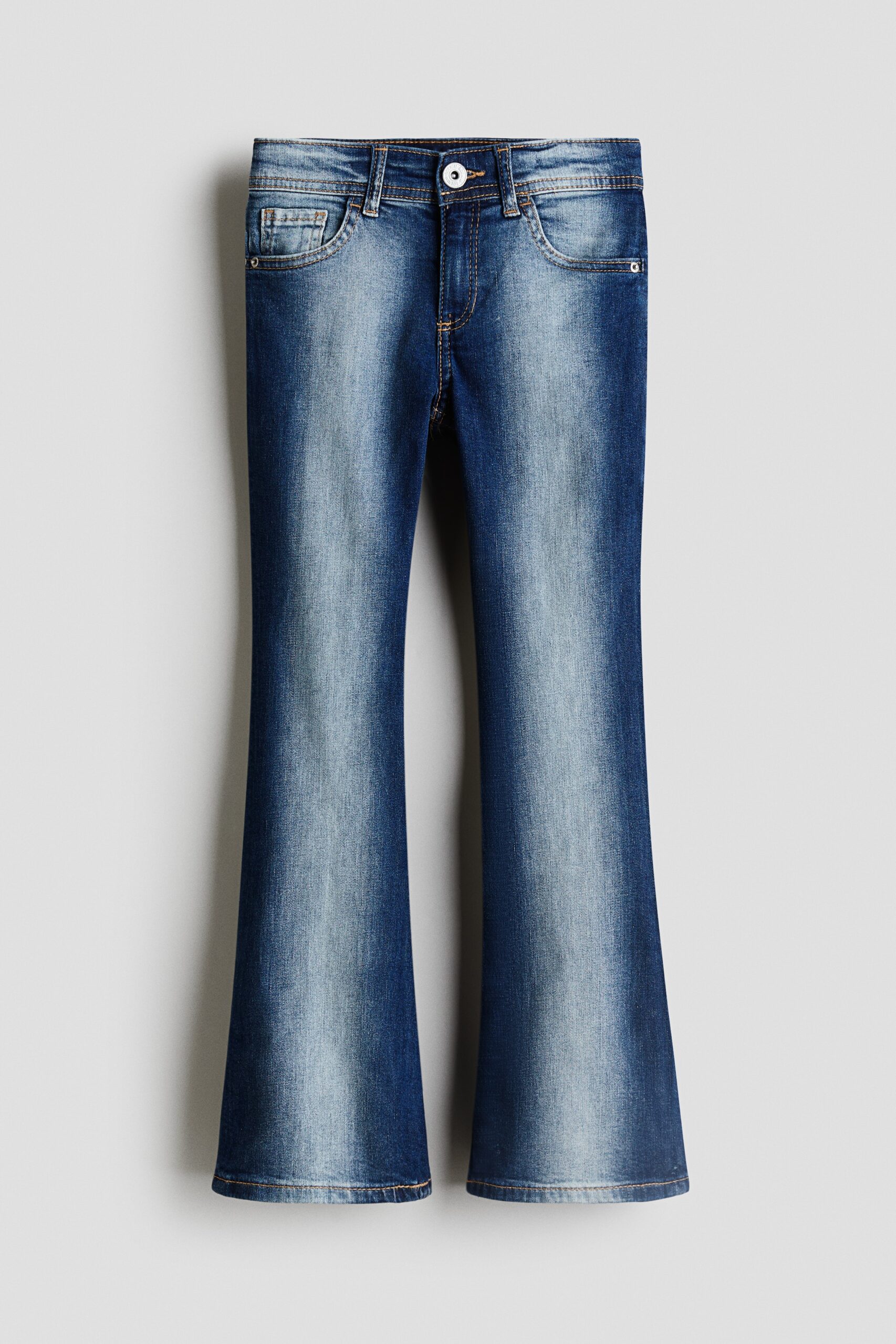 H & M - Flared Leg Low Jeans - Denimblauw/Licht Denimblauw