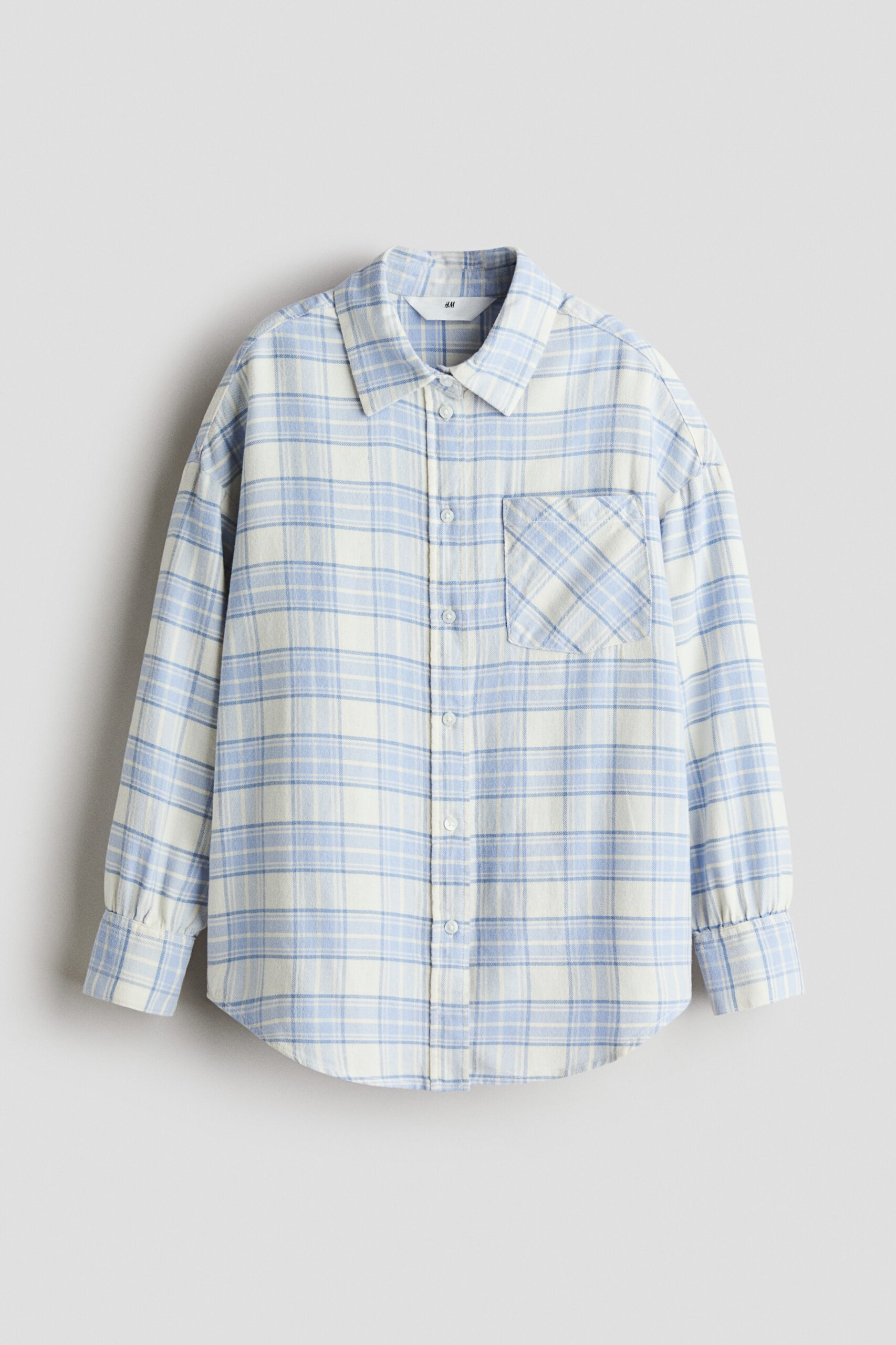 H & M - Flanellen overhemd - Lichtblauw/Geruit