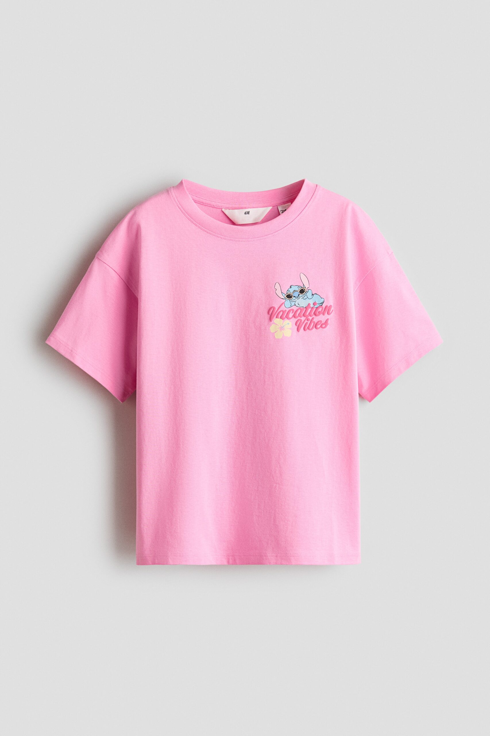 H & M - Katoenen T-shirt met print - Roze/Lilo & Stitch