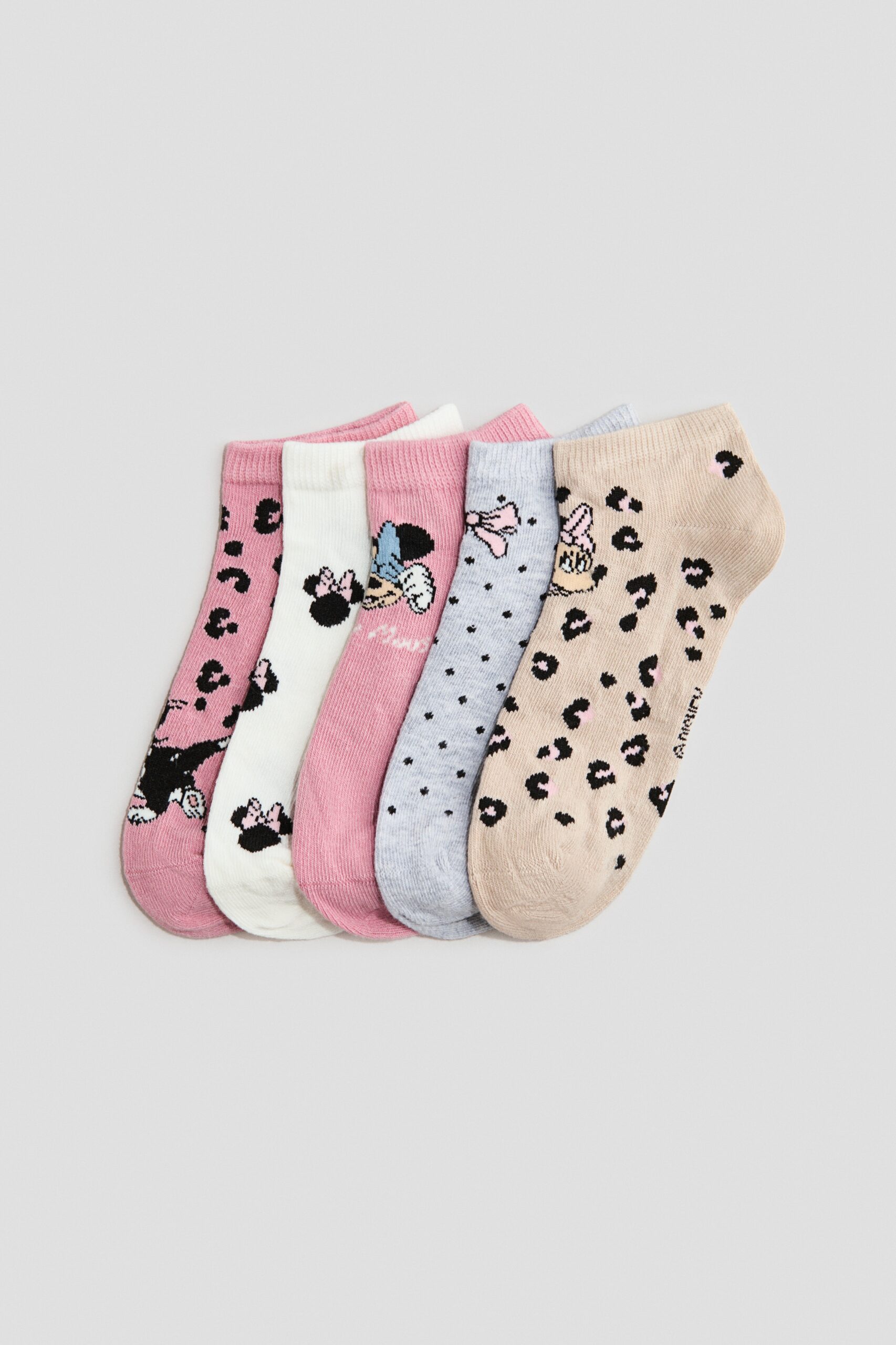 H & M - 5 paar sneakersokken - Lichtroze/Minnie Mouse