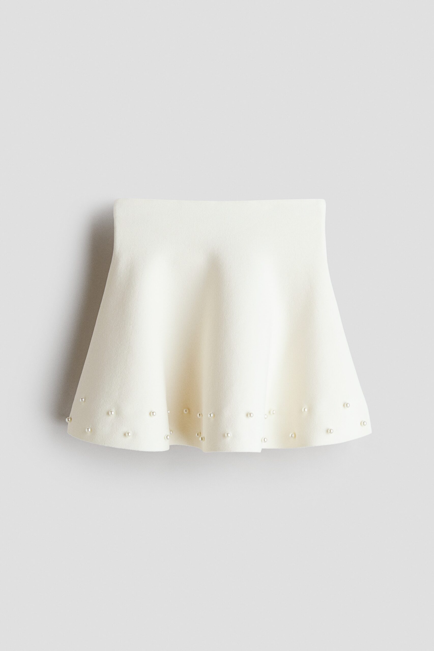 H & M - Fijngebreide rok met kralendecoraties - Wit