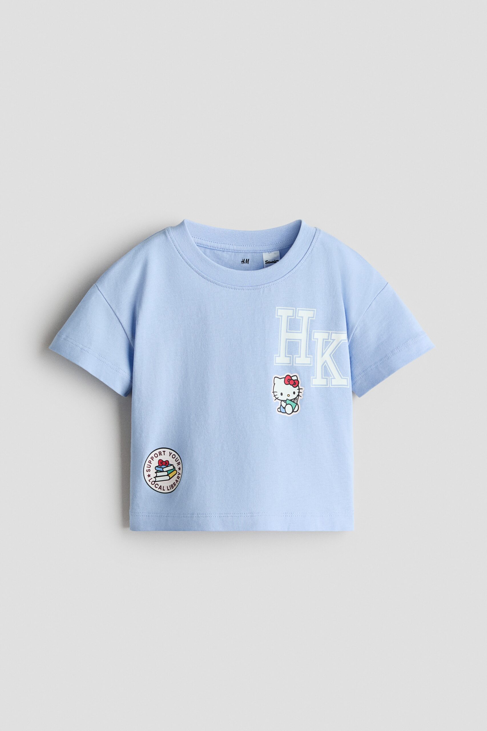 H & M - Katoenen T-shirt met geprint motief - Lichtblauw/Hello Kitty