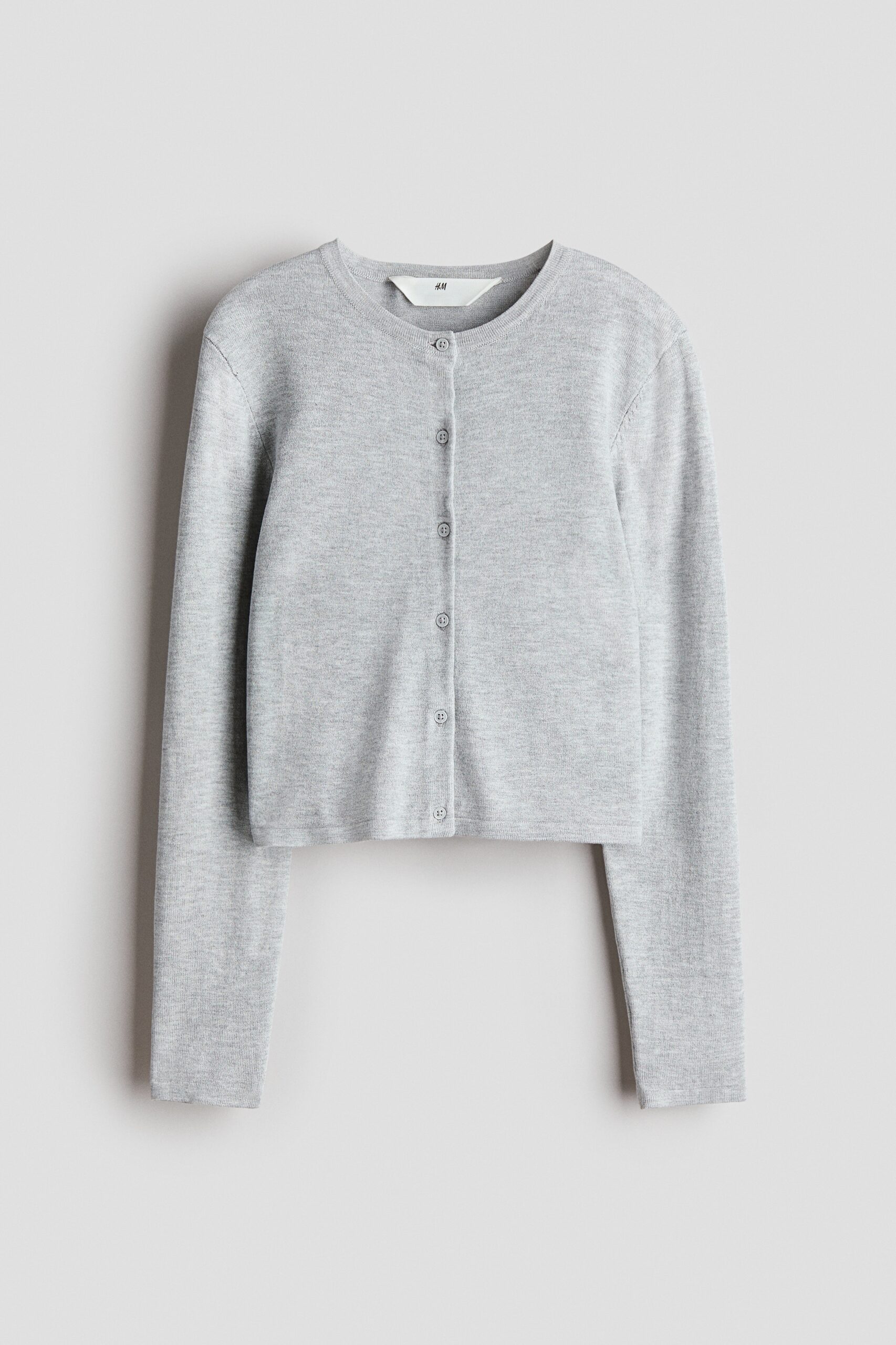H & M - Fijngebreid vest - Lichtgrijs Gemêleerd
