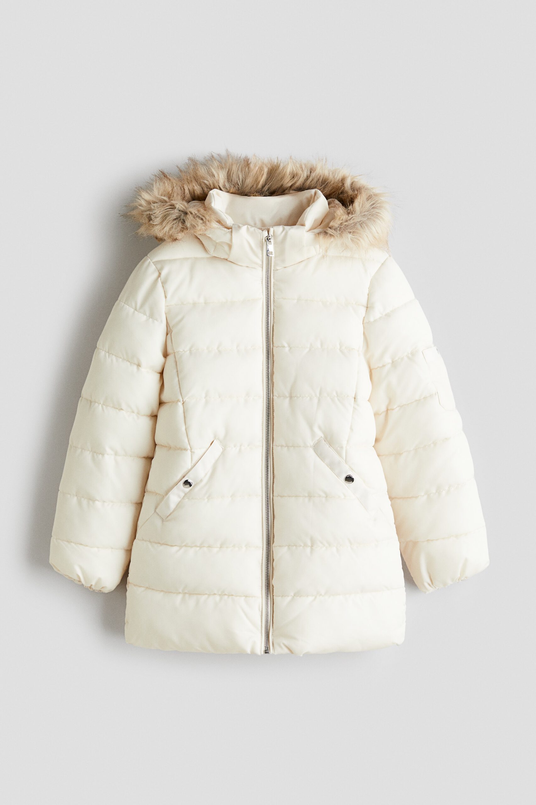 H & M - Pufferjack met capuchon - Roomwit